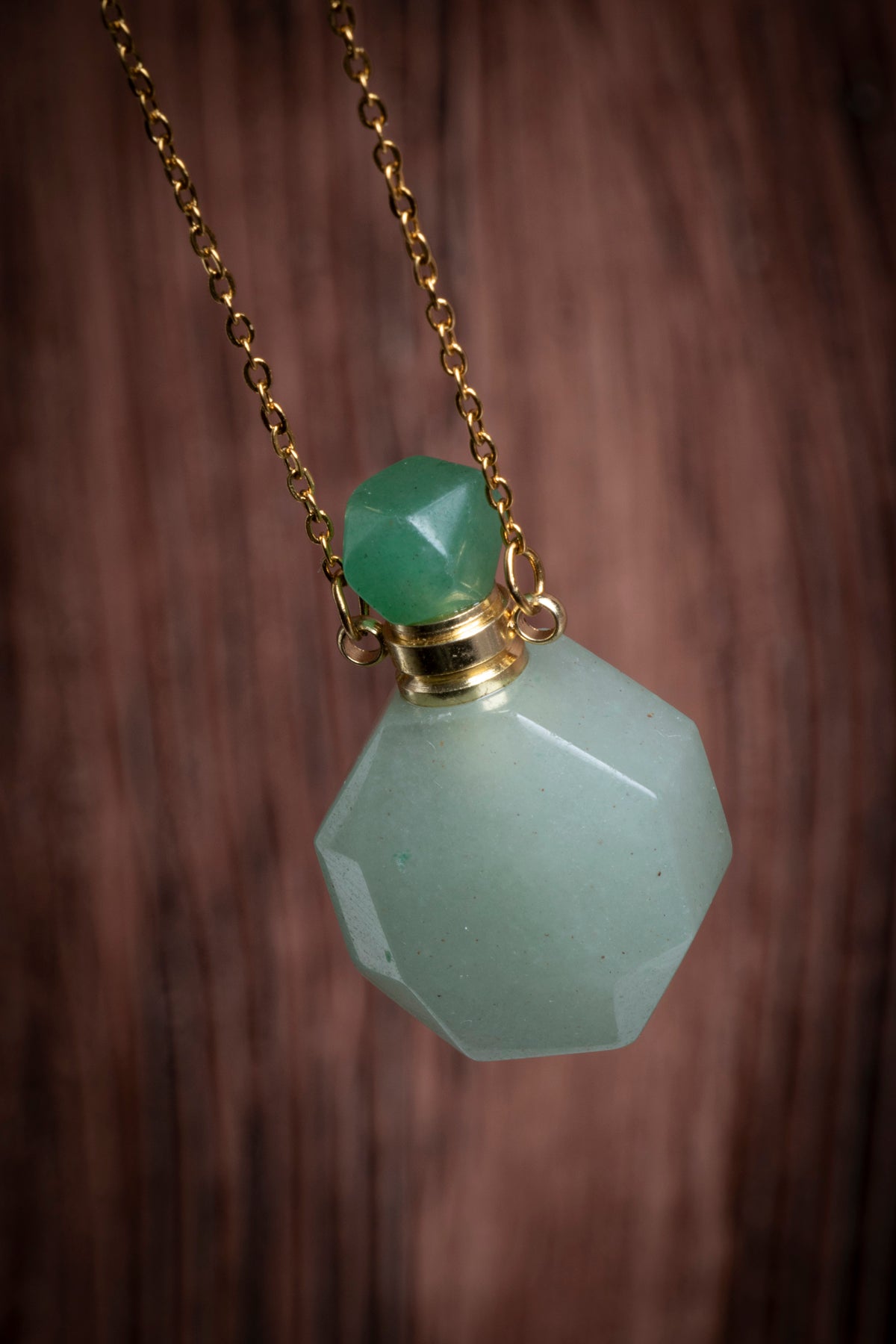 Image of Sertifikalı Aventurin Doğal Taş Esans Şişesi / Kolye