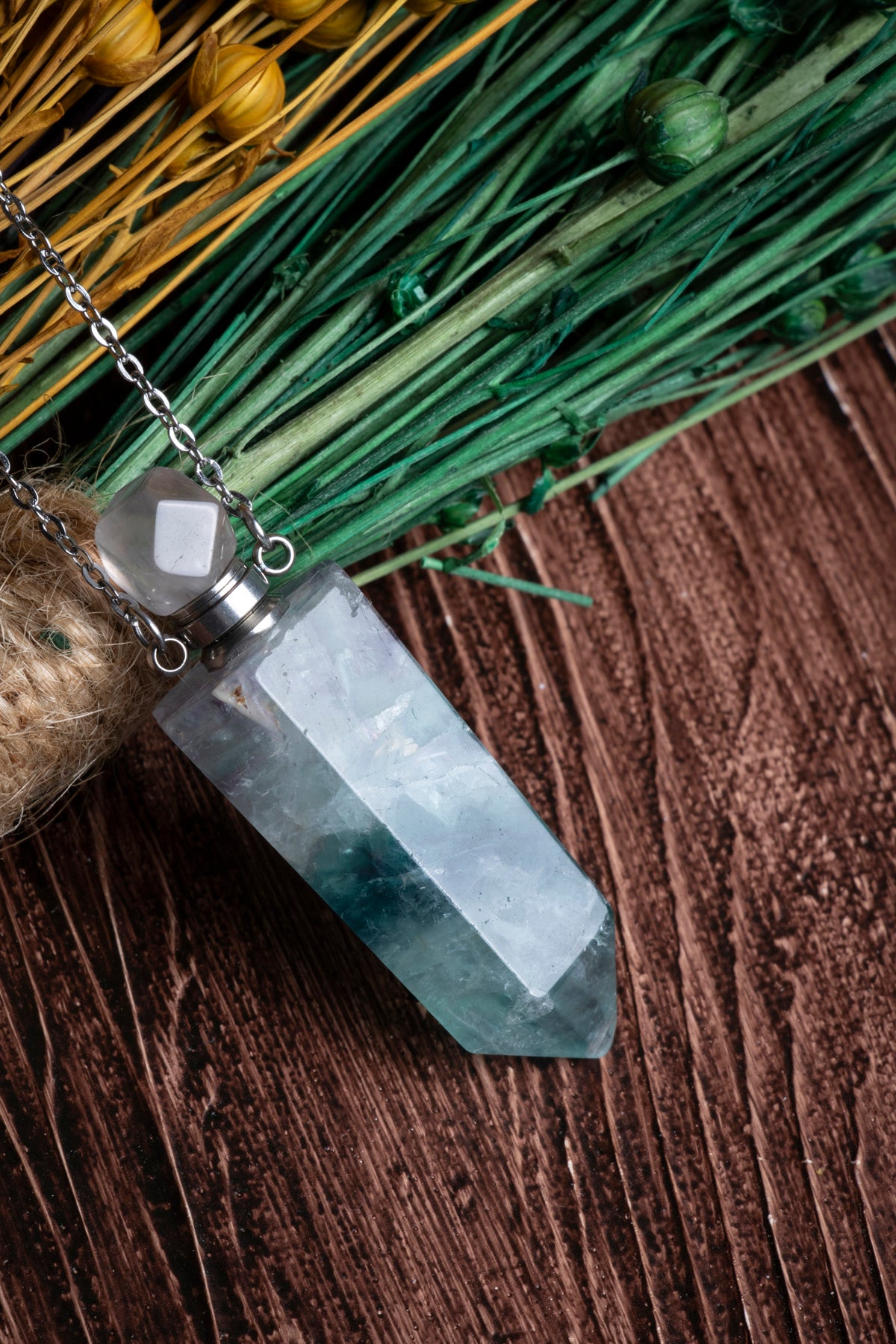 Image of Sertifikalı Florit Doğal Taş Esans Şişesi / Kolye