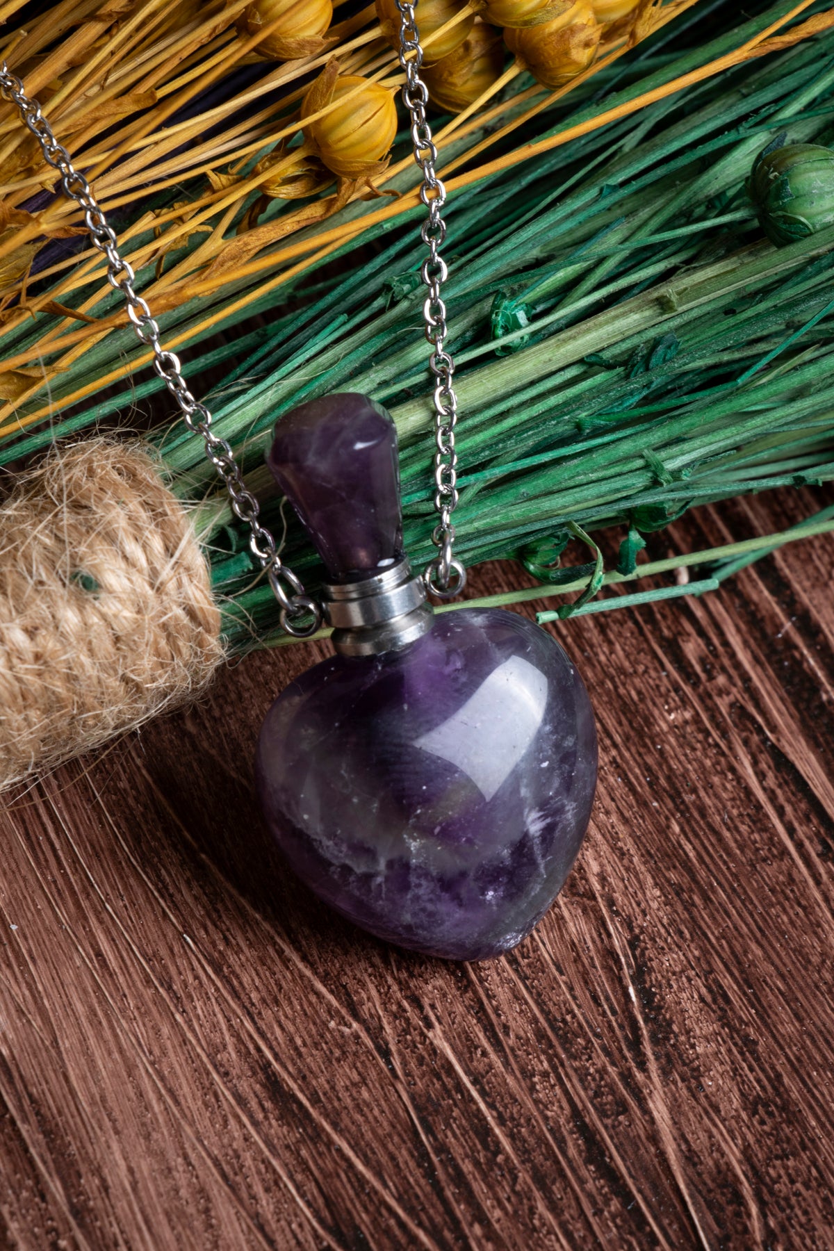 Image of Sertifikalı Florit Doğal Taş Esans Şişesi / Kolye