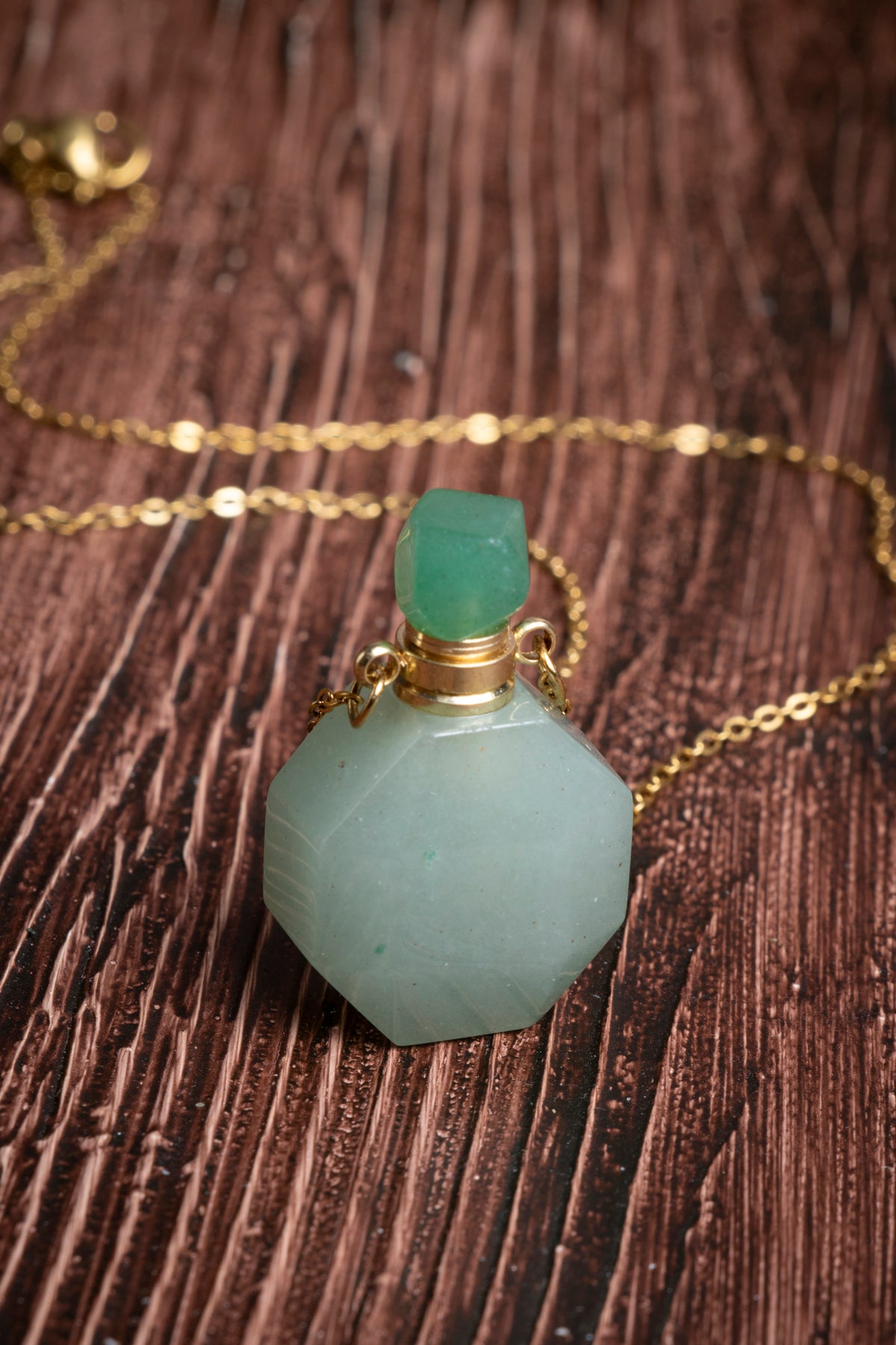 Image of Sertifikalı Aventurin Doğal Taş Esans Şişesi / Kolye