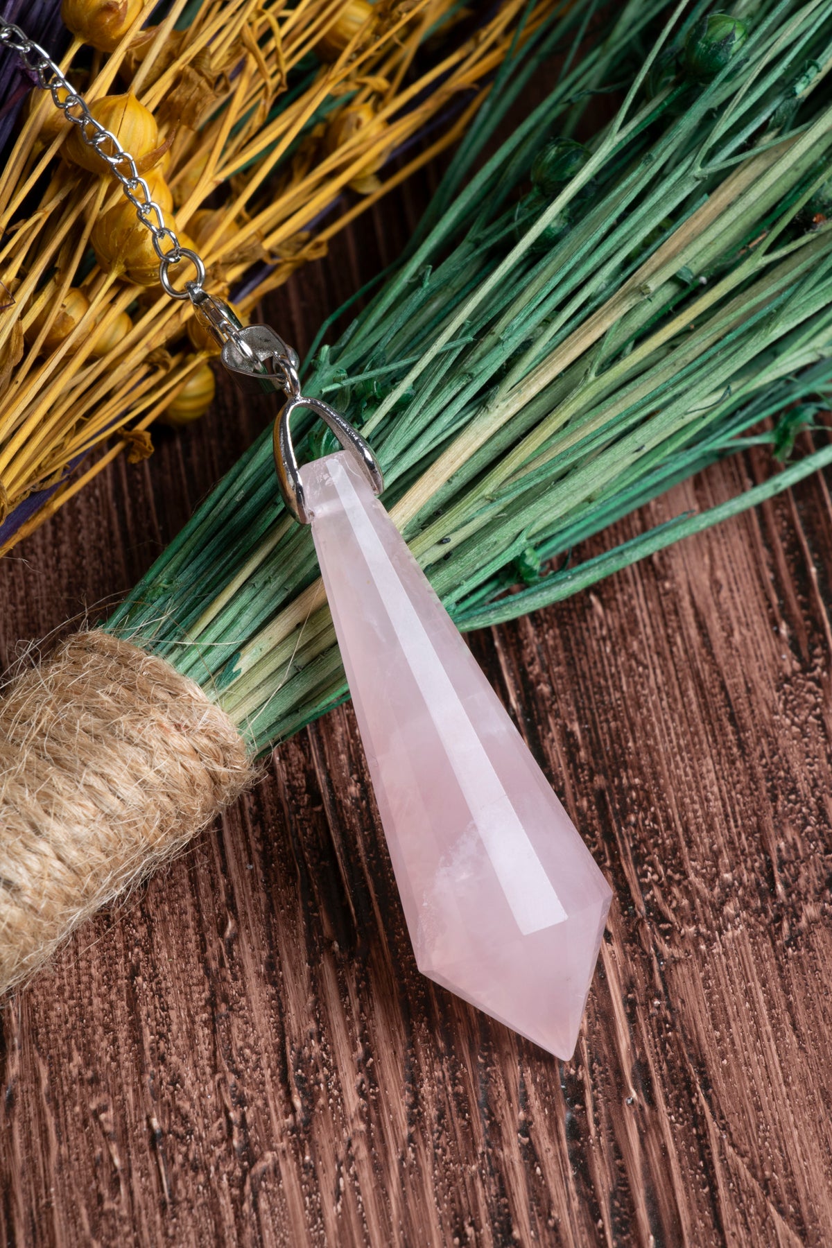 Image of Sertifikalı Pembe Kuvars Pandül -  Aşkın Pusulası