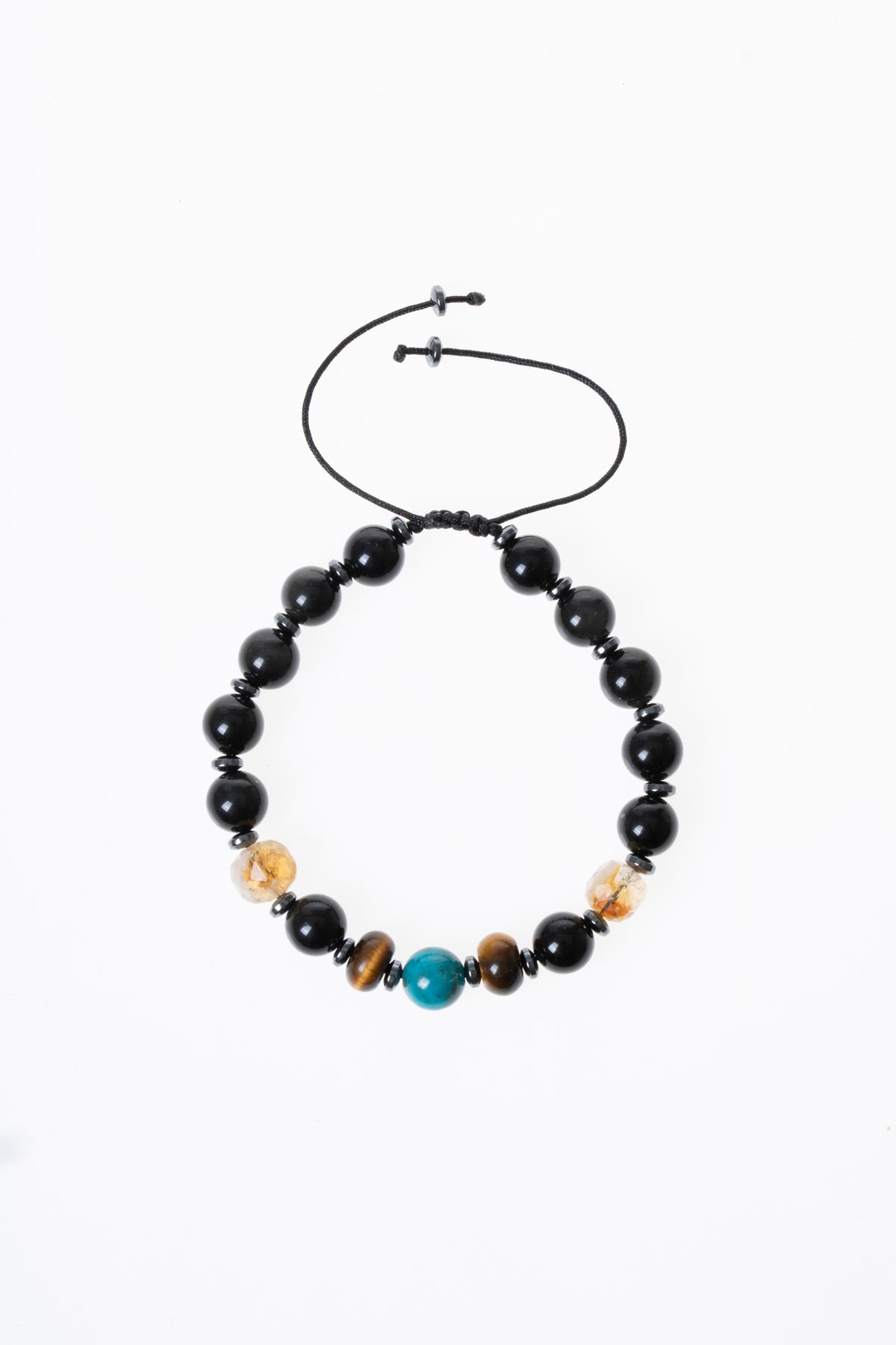 Image of Sertifikalı Turkuaz - Kaplan Gözü - Sitrin Doğal Taş Öfke Kontrol Bilekliği