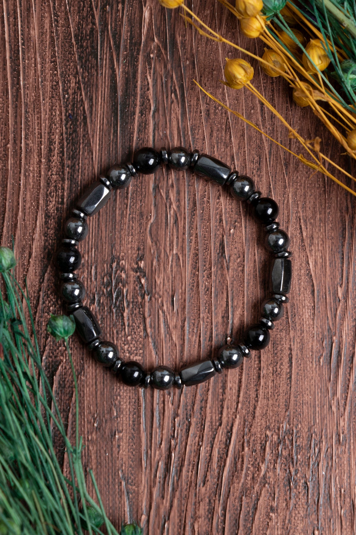 Orijinal Sertifikalı Hematit Mıknatıslı Obsidyen (6 mm) Doğal Taş Bileklik