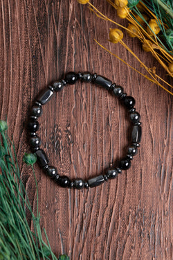 Image of Orijinal Sertifikalı Hematit Mıknatıslı Obsidyen (6 mm) Doğal Taş Bileklik