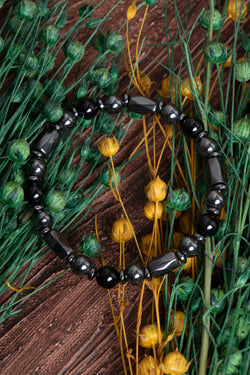 Image of Orijinal Sertifikalı Hematit Mıknatıslı Obsidyen (6 mm) Doğal Taş Bileklik