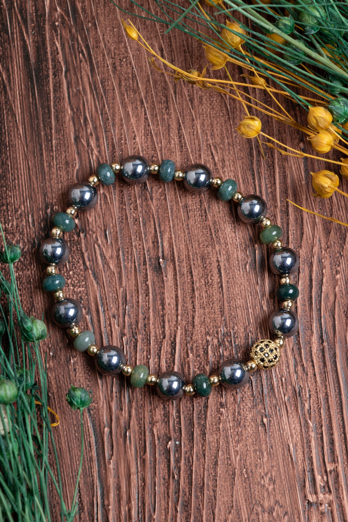 Image of Orijinal Sertifikalı Trehartz Akik Hematit Doğal Taş Bileklik