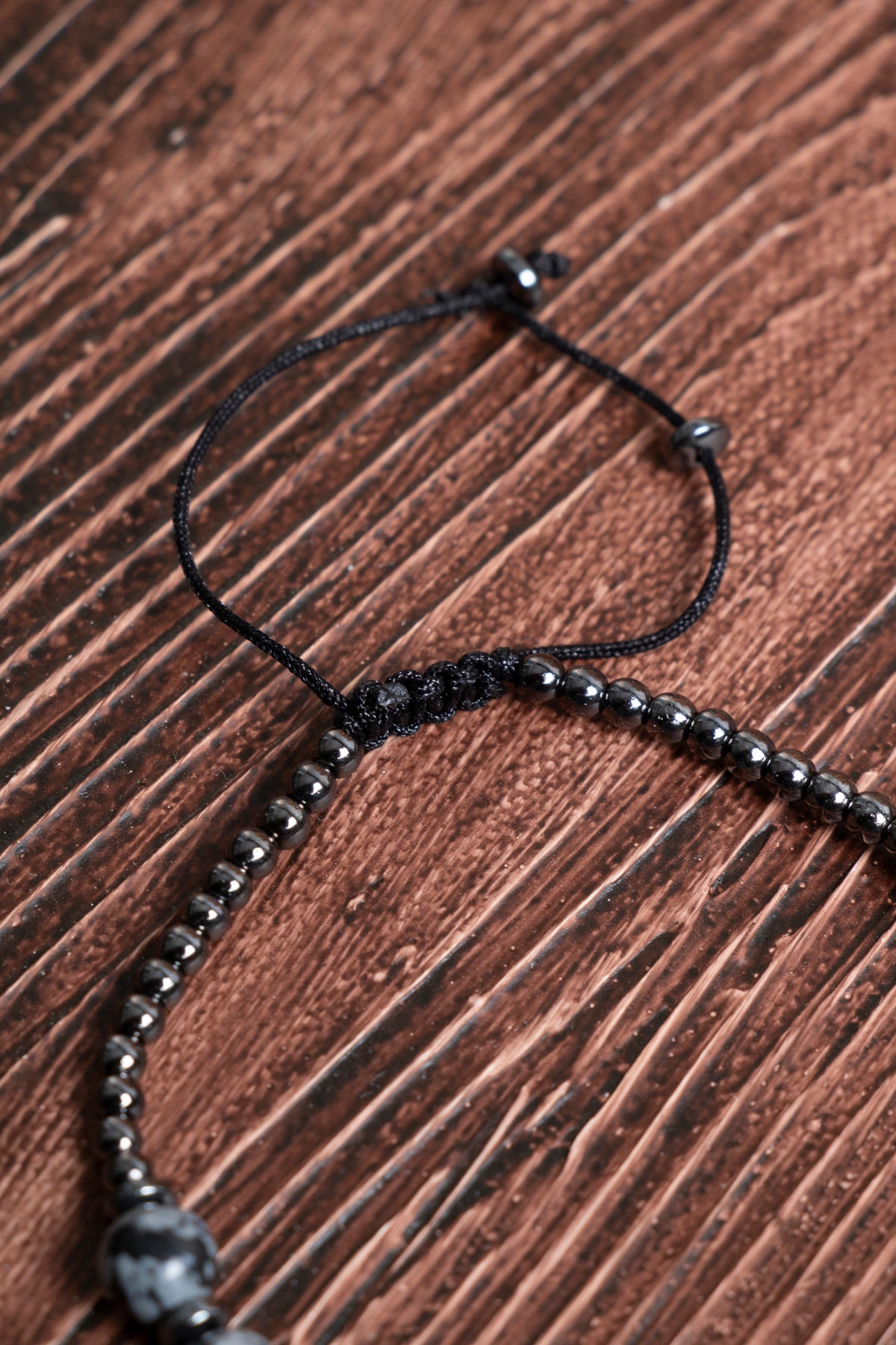 Image of Orijinal Sertifikalı Karlı Obsidyen (6 mm) Hematit (4 mm) Doğal Taş Bileklik