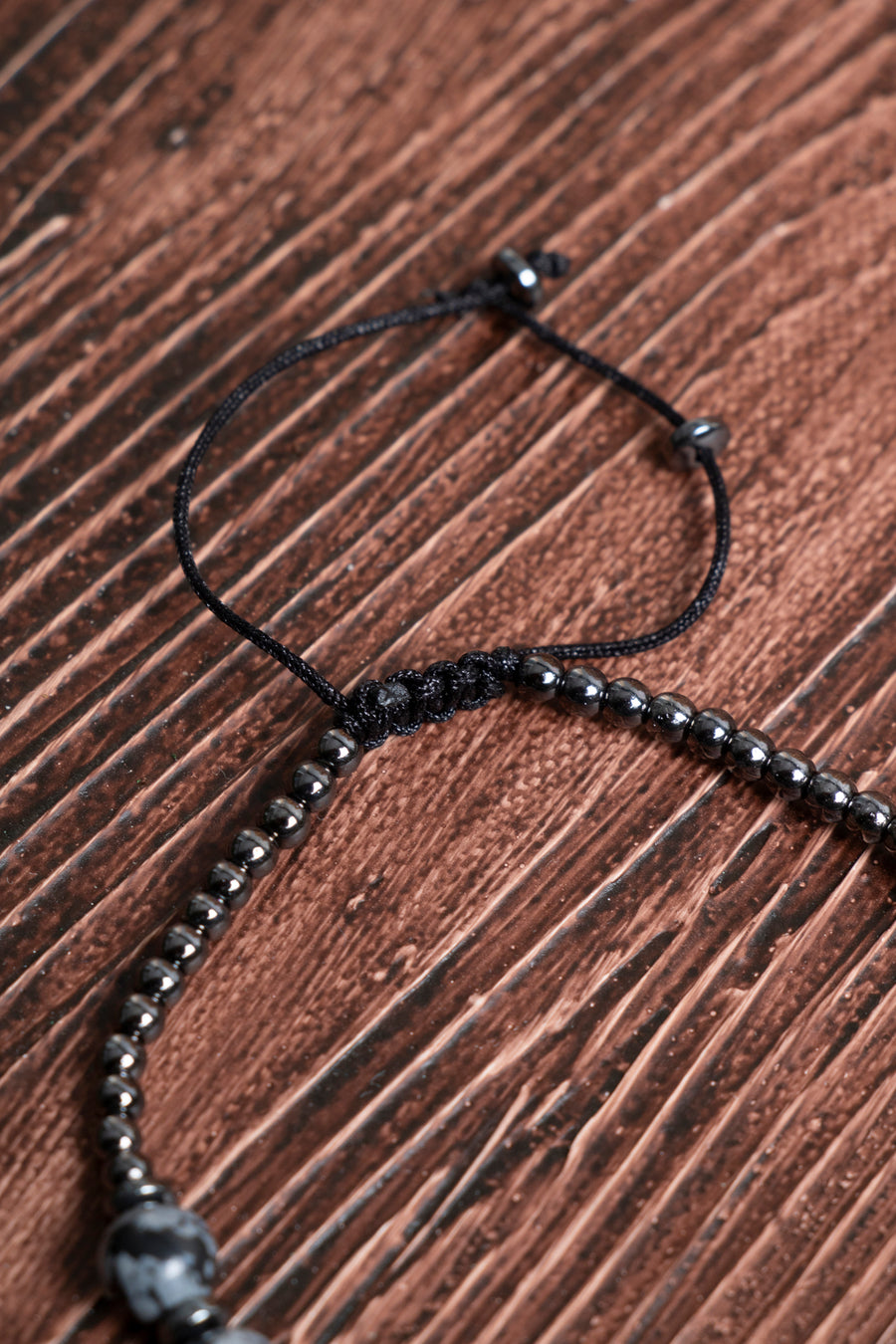 Orijinal Sertifikalı Karlı Obsidyen (6 mm) Hematit (4 mm) Doğal Taş Bileklik