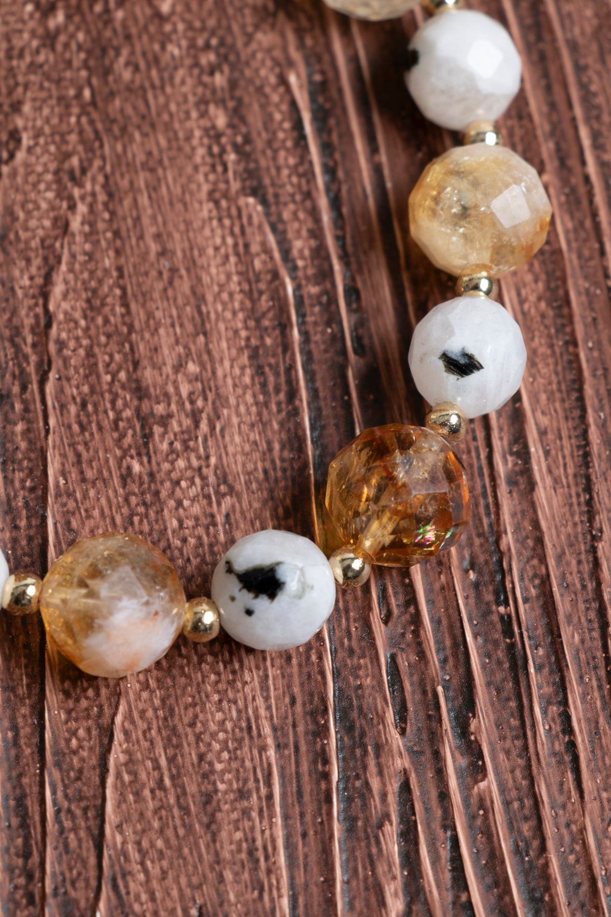 Image of Orijinal Sertifikalı Sitrin Fasetli (10 mm) Ay Taşı (8 mm) Doğal Taş Bileklik