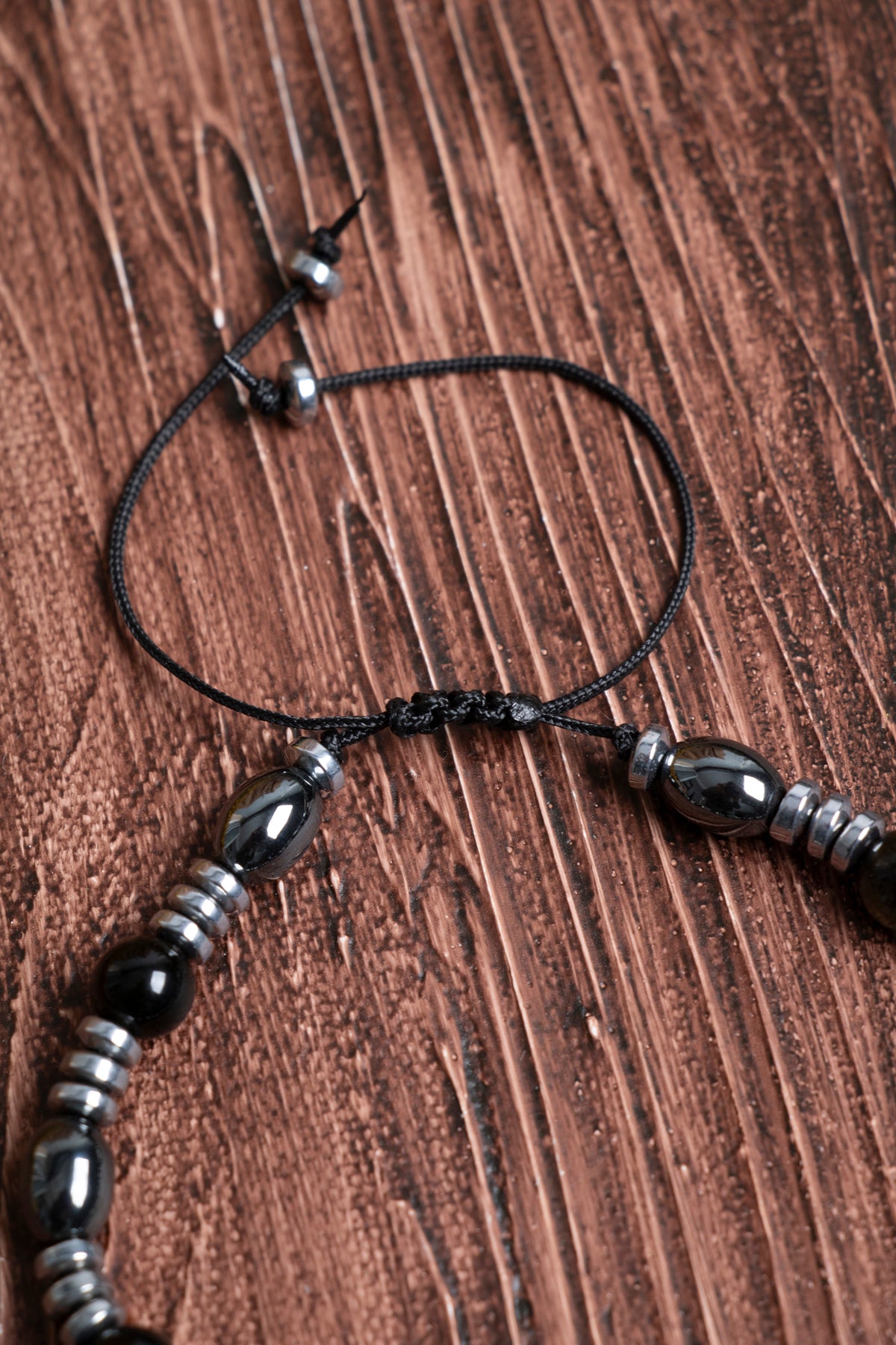 Orijinal Sertifikalı Hematit Obsidyen (6 mm) Doğal Taş Makrome Bileklik