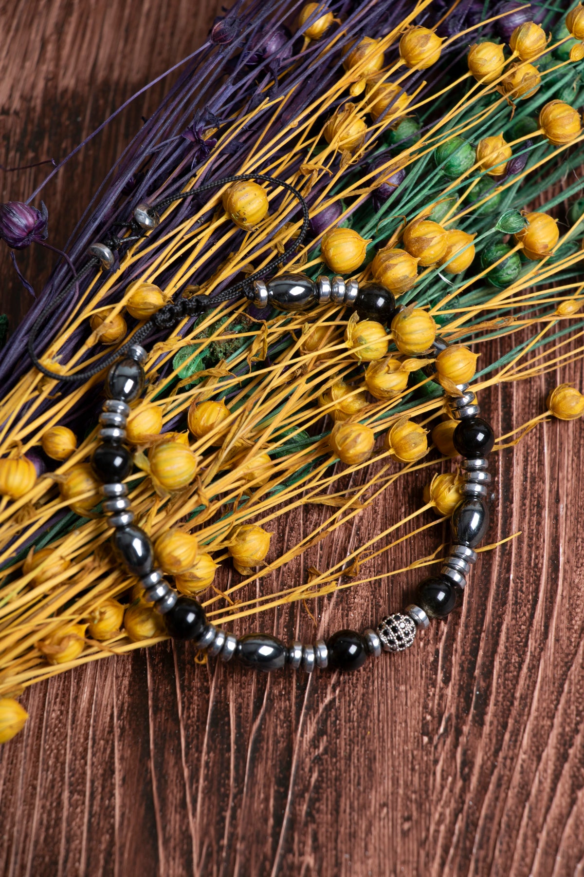 Image of Orijinal Sertifikalı Hematit Obsidyen (6 mm) Doğal Taş Makrome Bileklik