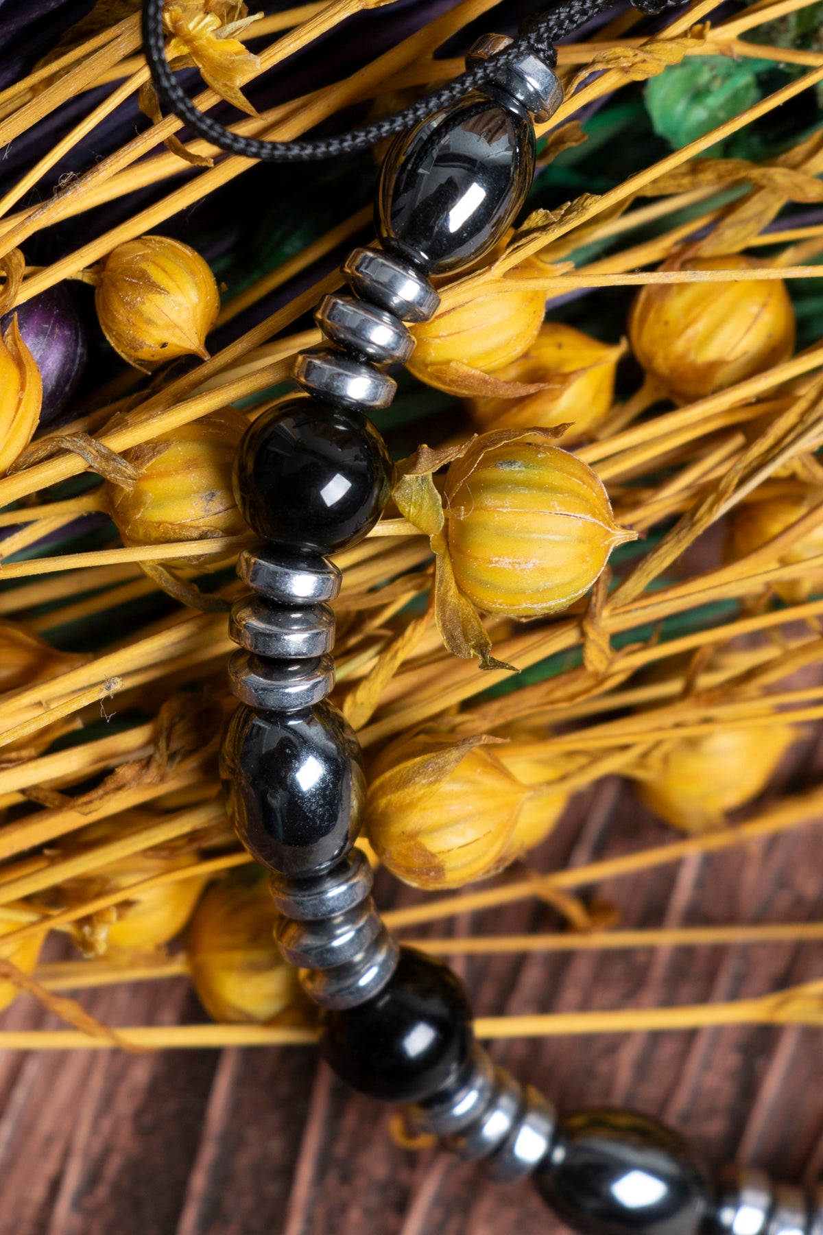 Image of Orijinal Sertifikalı Hematit Obsidyen (6 mm) Doğal Taş Makrome Bileklik