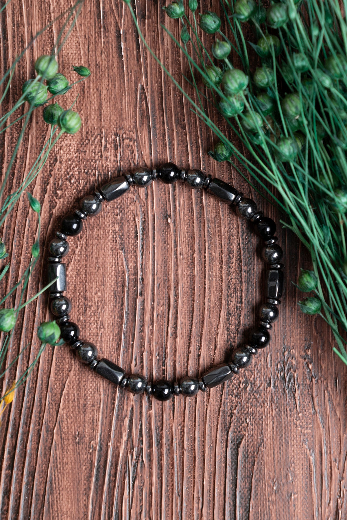 Orijinal Sertifikalı Hematit Mıknatıslı Obsidyen (6 mm) Doğal Taş Bileklik