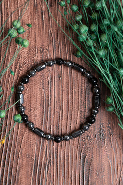 Image of Orijinal Sertifikalı Hematit Mıknatıslı Obsidyen (6 mm) Doğal Taş Bileklik