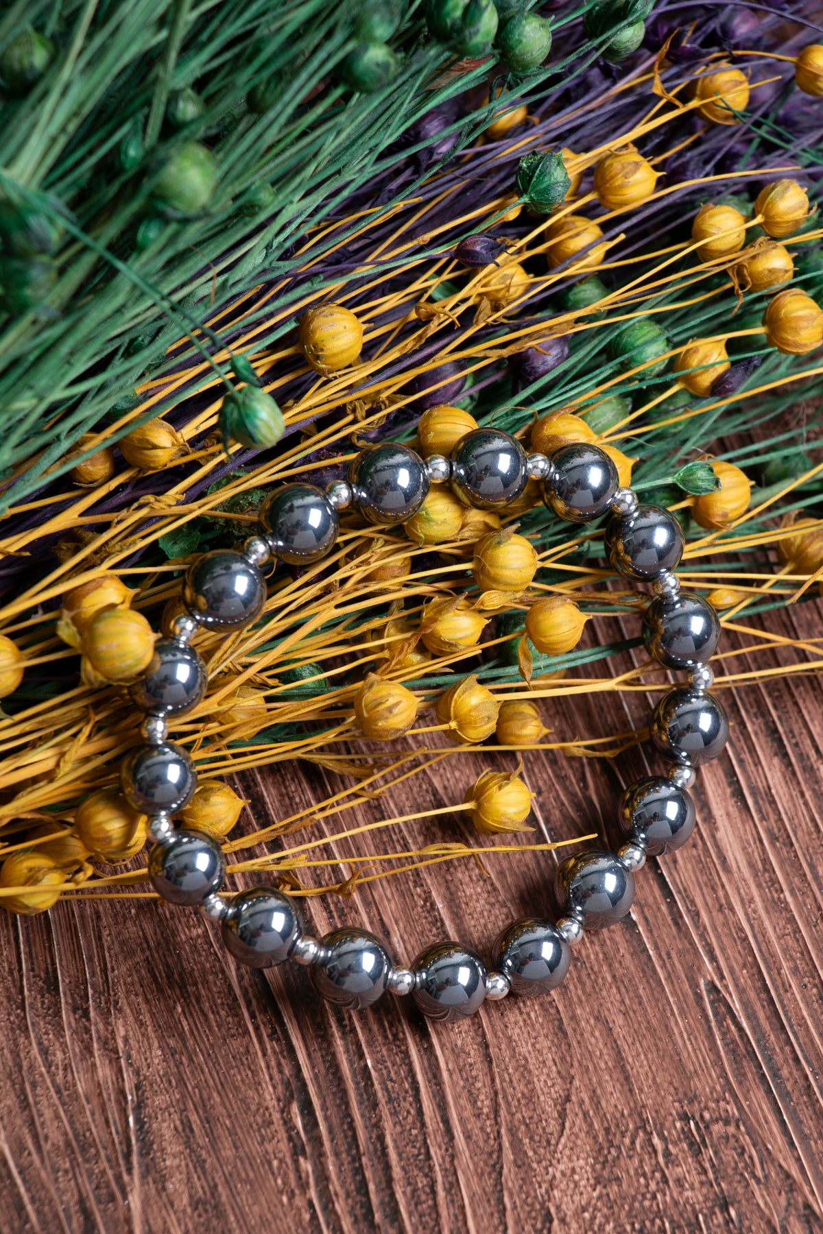 Image of Orijinal Sertifikalı Trehartz (8 mm) Hematit Doğal Taş Bileklik