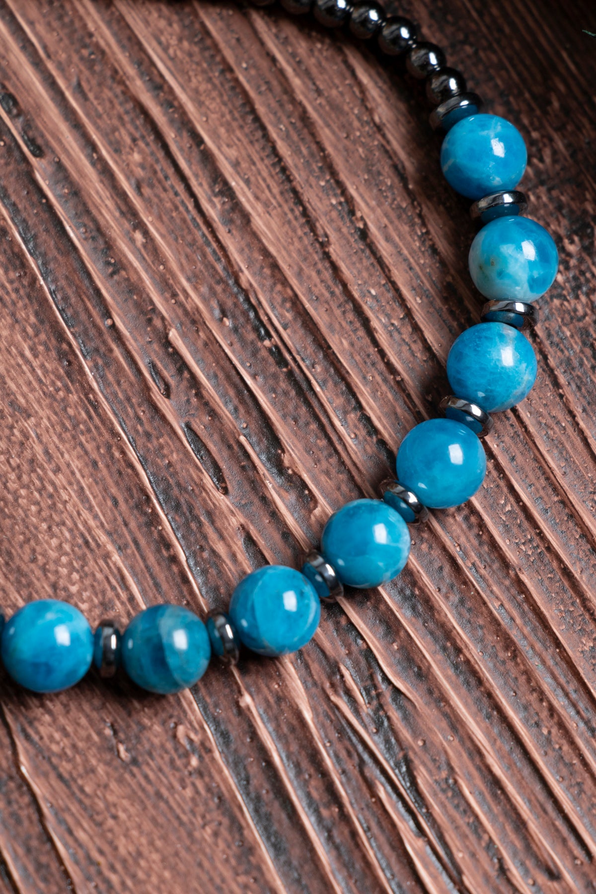 Image of Orijinal Sertifikalı Apatit Hematit Doğal Taş Makrome Bileklik