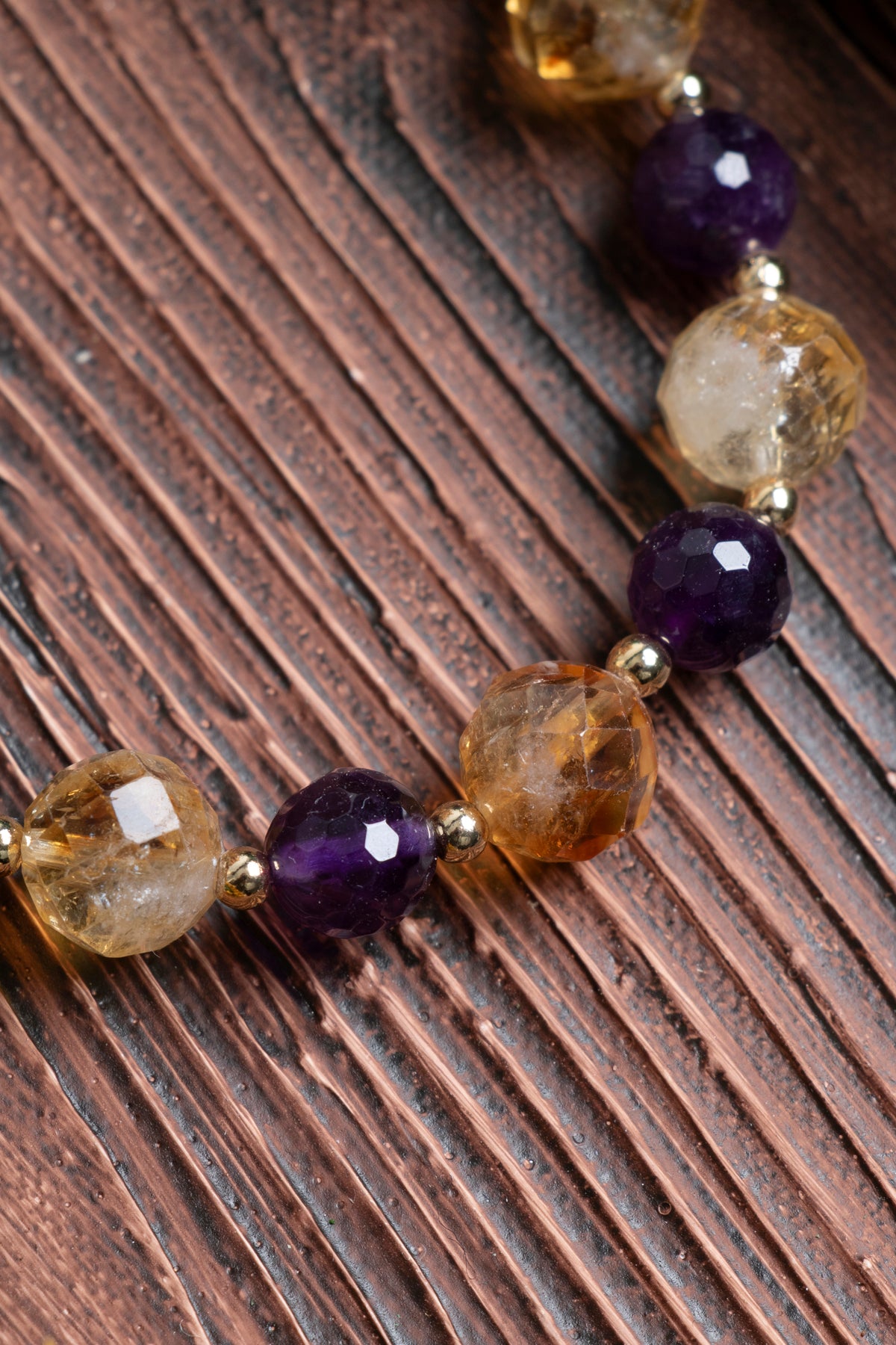 Image of Orijinal Sertifikalı Ametist Sitrin Fasetli Doğal Taş Bileklik