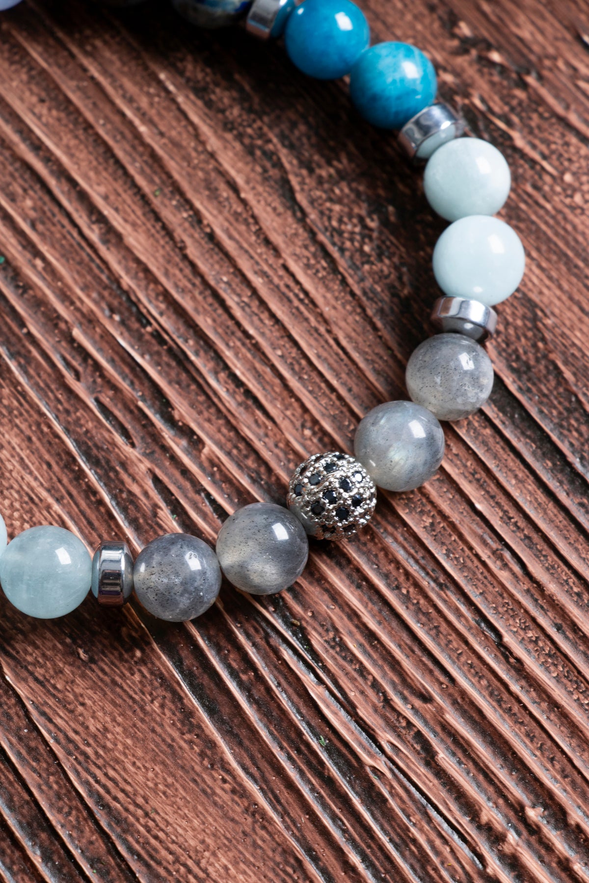 Image of Doğal Taş Yay Burcu Bileklik (Labrodorite akuamarine apatit lapis lazuli kalsedon hematit)