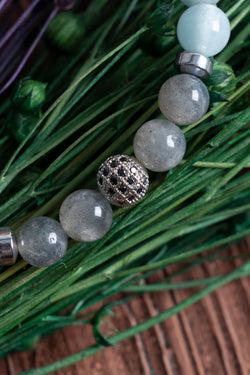 Image of Doğal Taş Yay Burcu Bileklik (Labrodorite akuamarine apatit lapis lazuli kalsedon hematit)