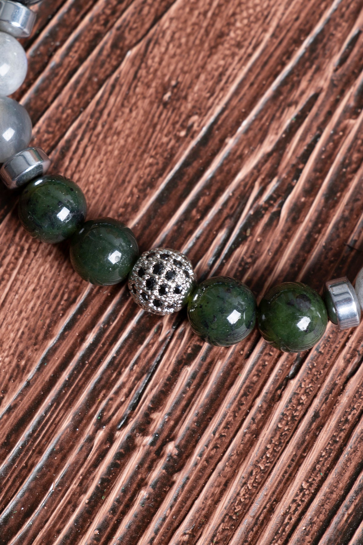 Image of Doğal Taş Kova Burcu Bileklik (Yeşim anjelit hematit kaplan gözü labrodorite)