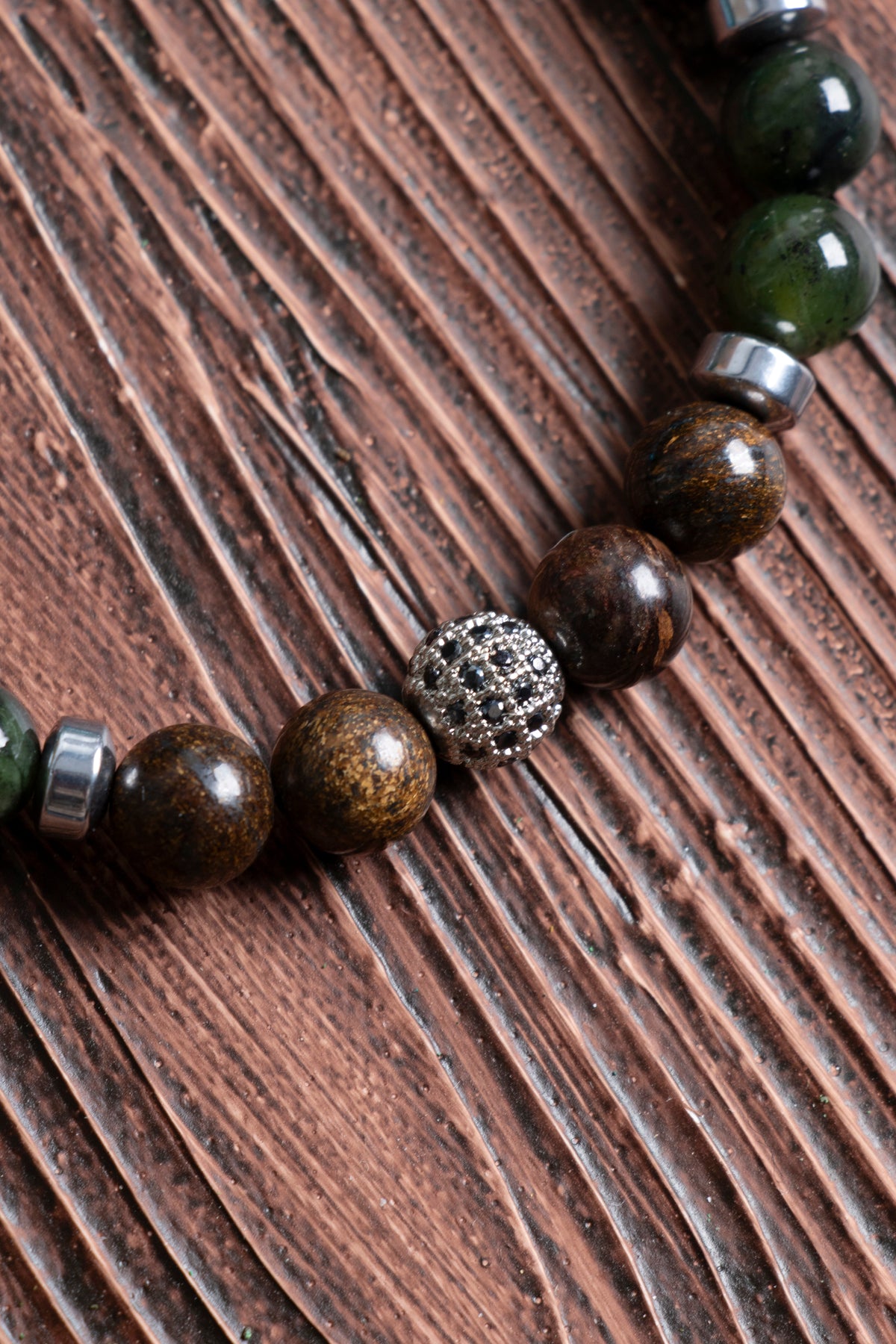 Image of Doğal Taş Boğa Burcu Bileklik (Bronzit rodonit apatit kalsedon yeşim)