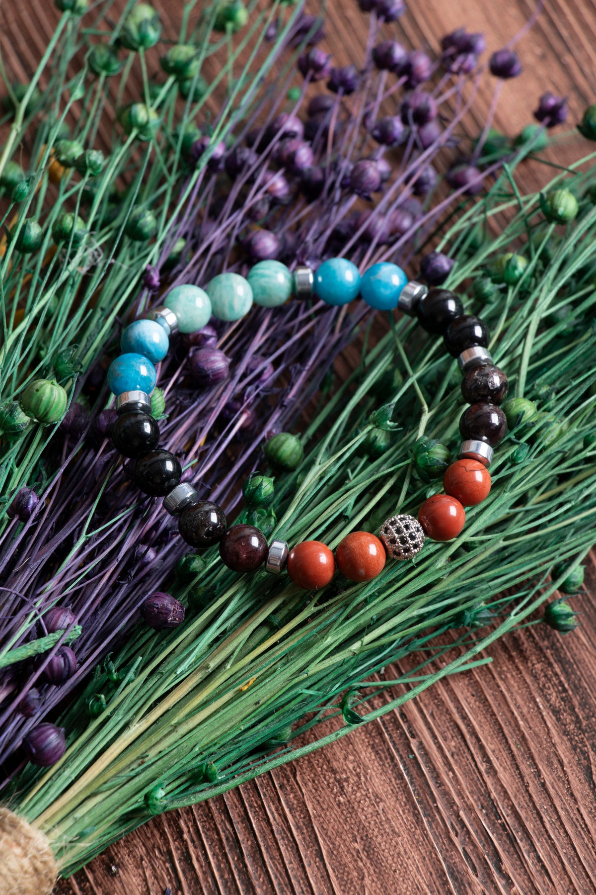 Image of Doğal Taş Başak Burcu Bileklik (Jasper lal turmalin apatit amazonit)