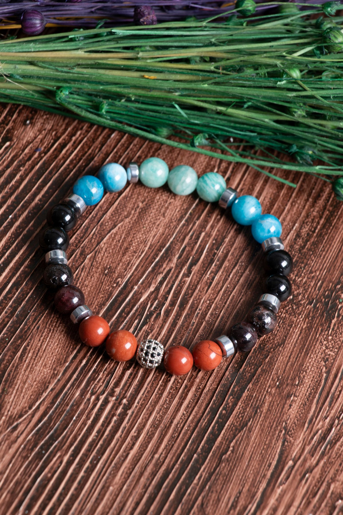 Image of Doğal Taş Başak Burcu Bileklik (Jasper lal turmalin apatit amazonit)