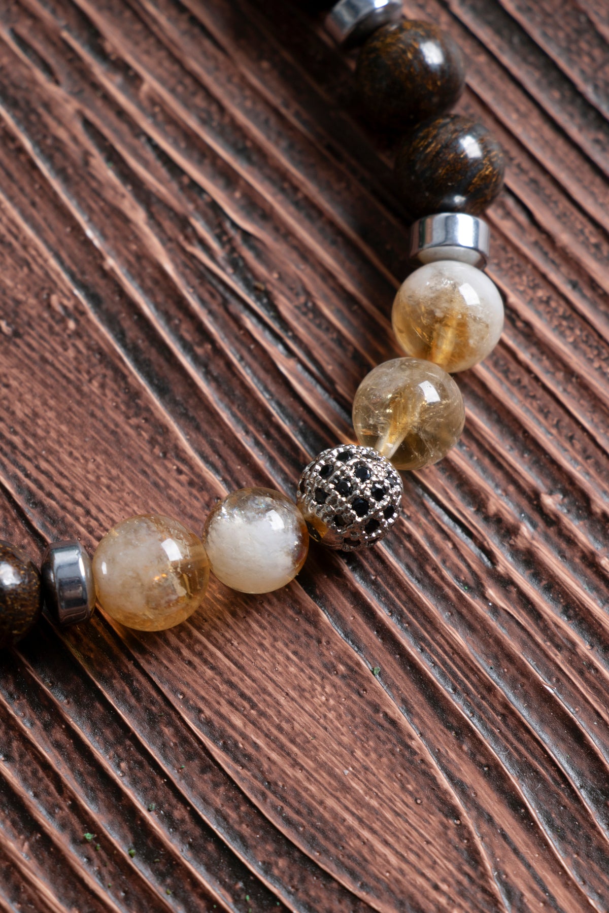 Image of Doğal Taş Aslan Burcu Bileklik (Sitrin bronzit kaplan gözü. Lal lapis lazuli)