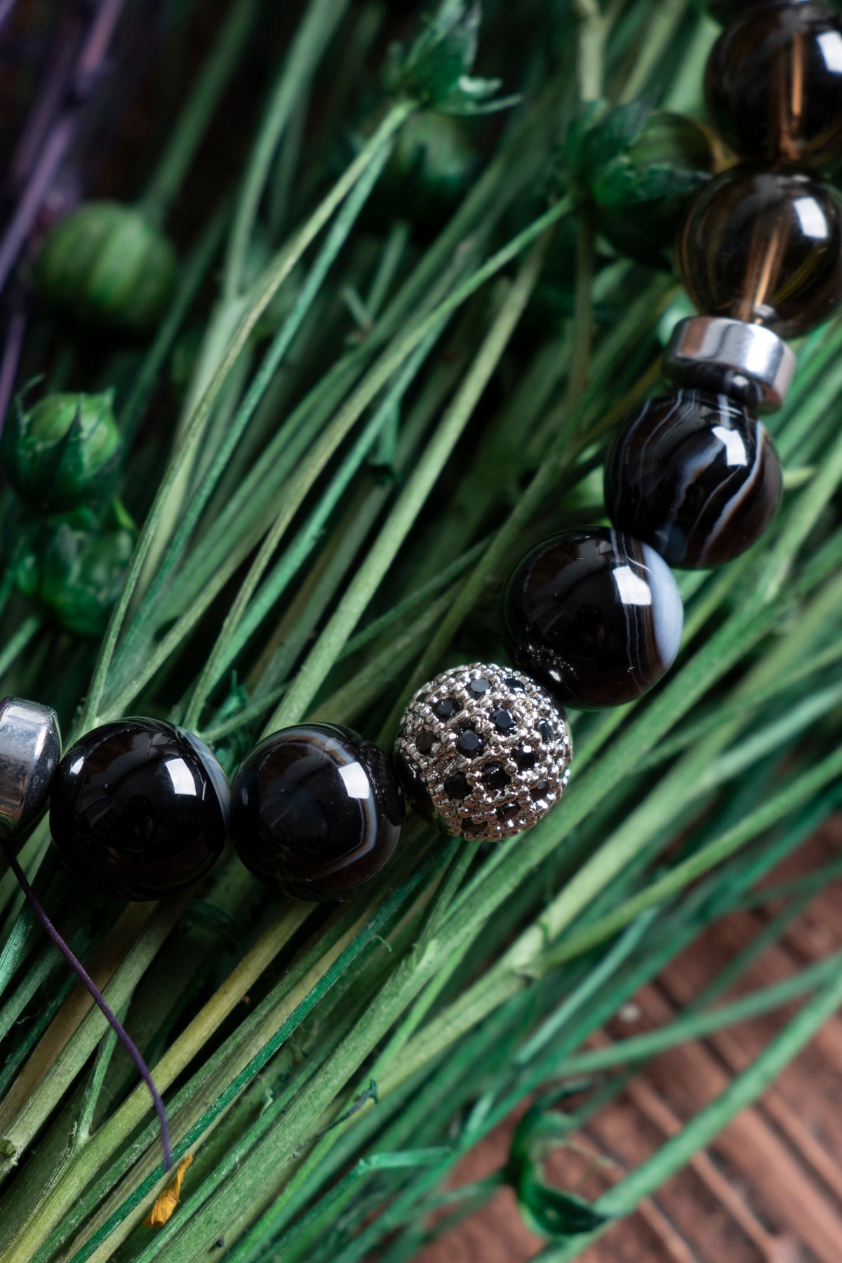 Image of Doğal Taş Terazi Burcu Bileklik (Göz akik dumanlı kuvars lapis Akuamarin kalsedon hematit)