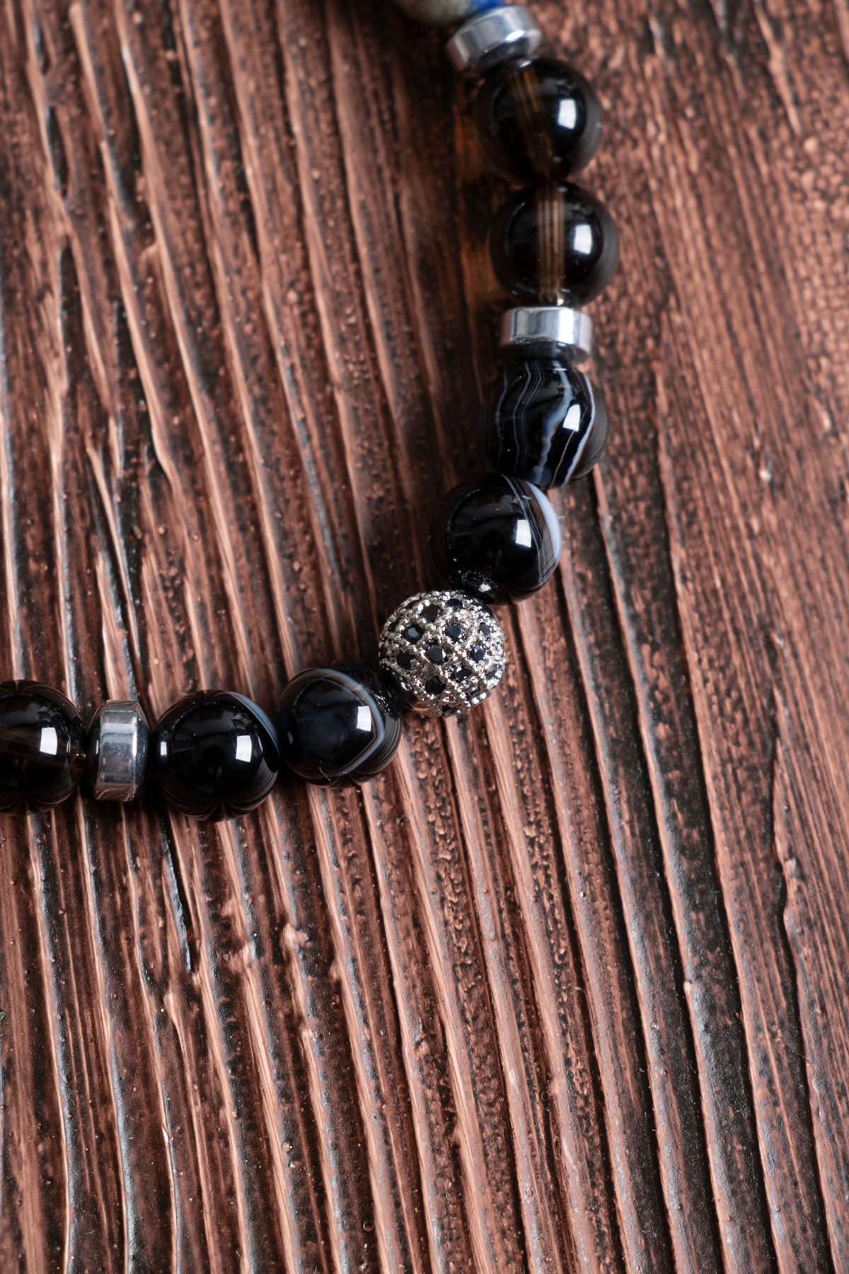 Image of Doğal Taş Terazi Burcu Bileklik (Göz akik dumanlı kuvars lapis Akuamarin kalsedon hematit)