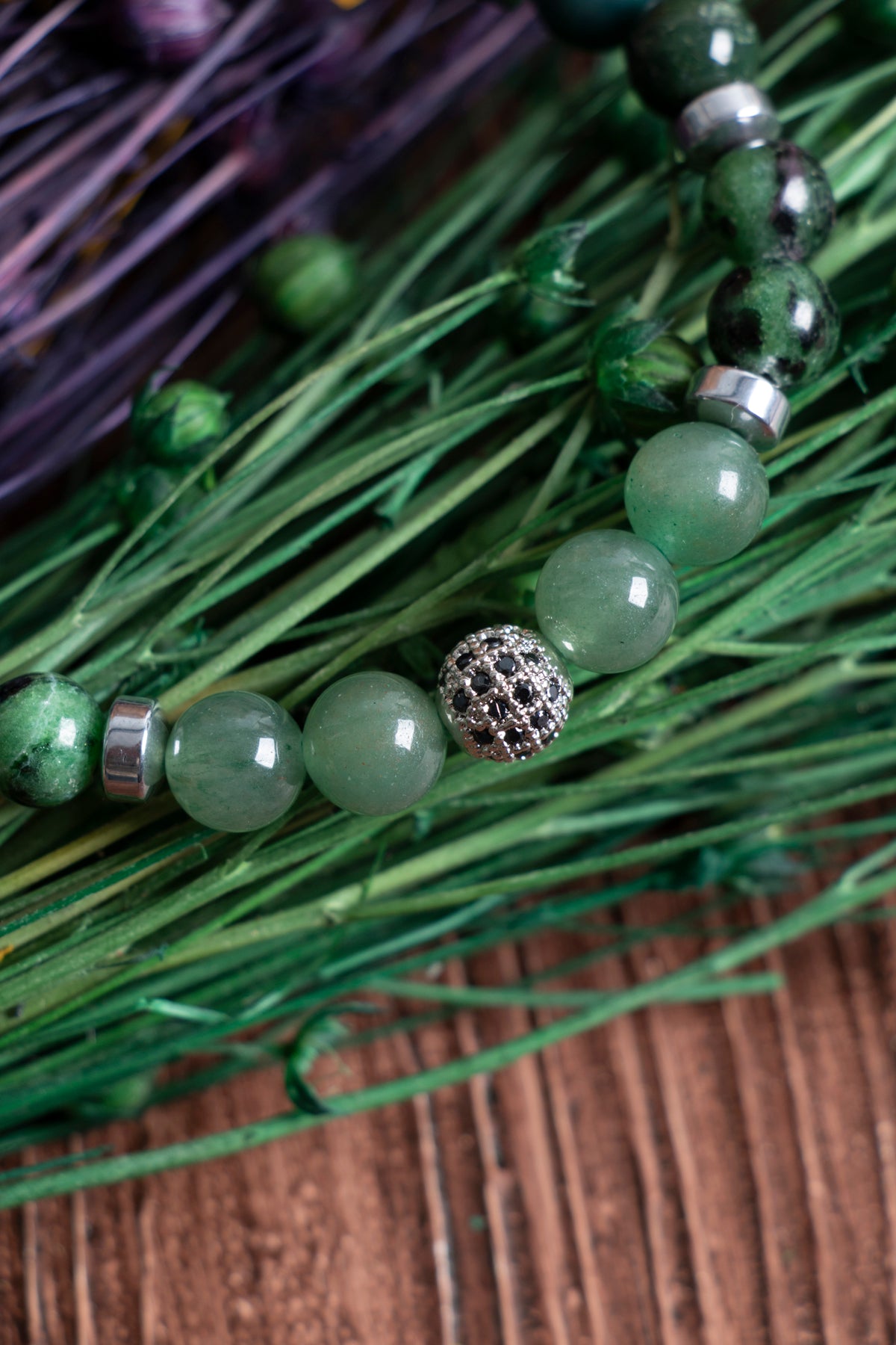 Image of Doğal Taş Yengeç Burcu Bileklik (Aventerun anyolit akik kaplam gözü obsidyen hematit)