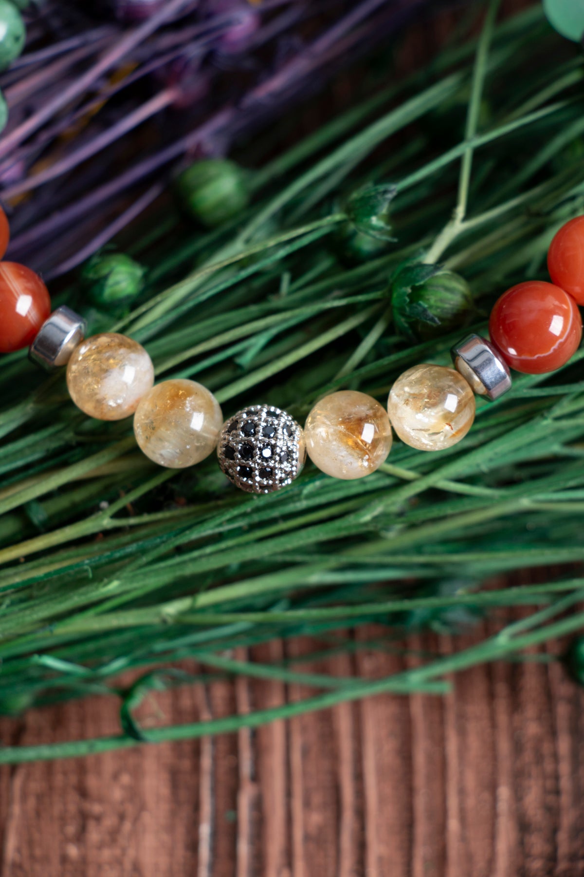 Image of Doğal Taş İkizler Burcu Bileklik (Sitrin madagaskar akik anyolit aventerun apatit )