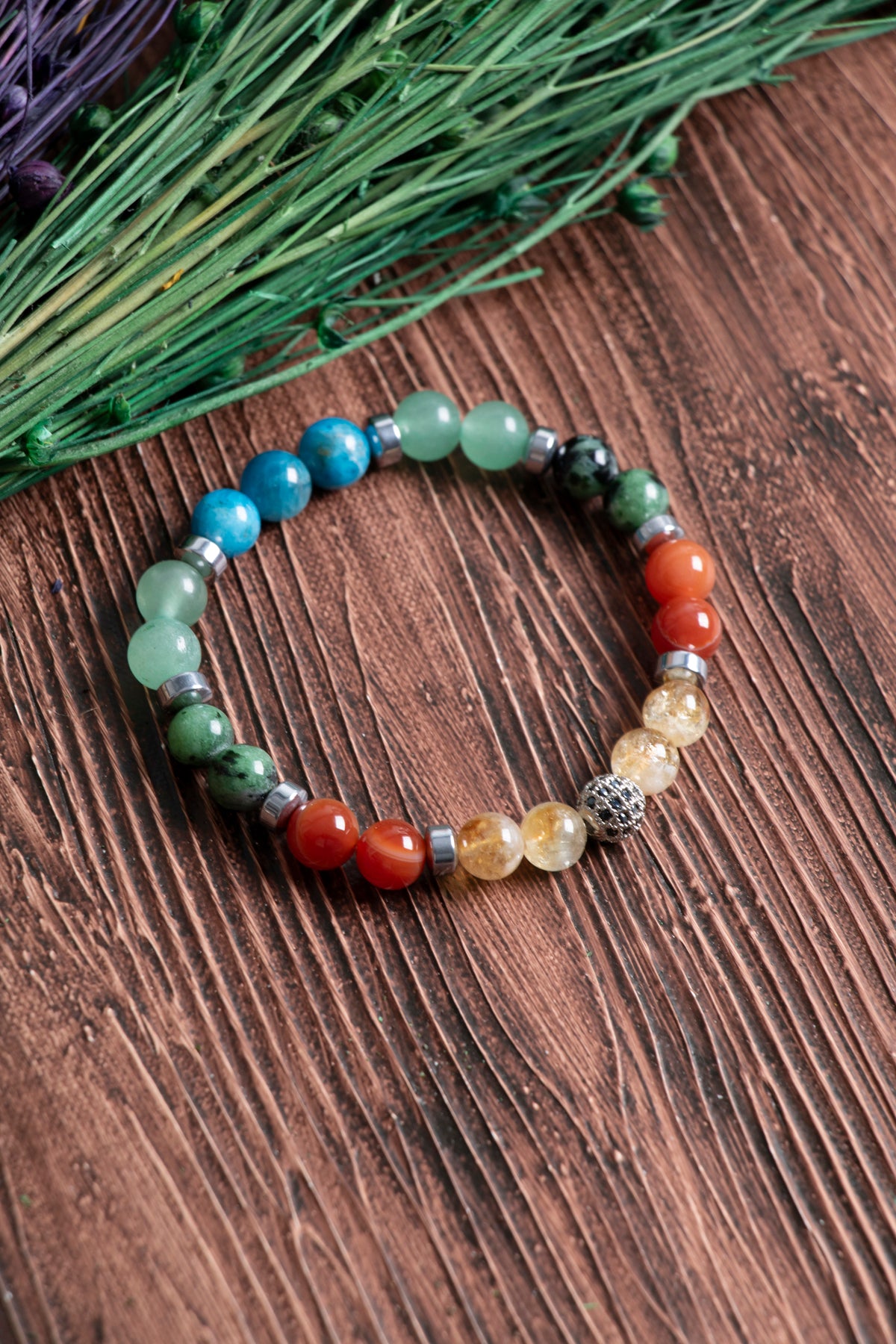 Image of Doğal Taş İkizler Burcu Bileklik (Sitrin madagaskar akik anyolit aventerun apatit )