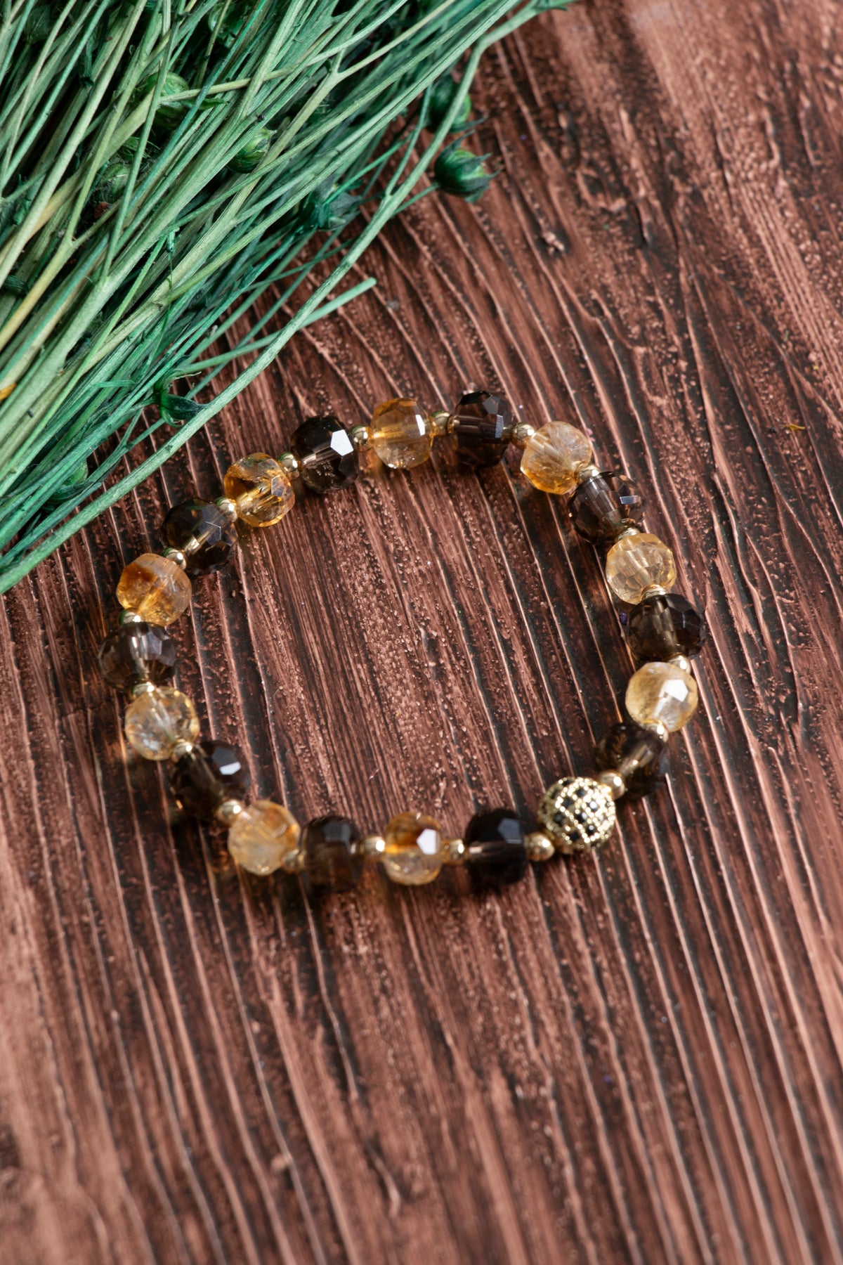 Image of Sertifikalı Sitrin Dumanlı Kuvars Doğal Taş Bileklik