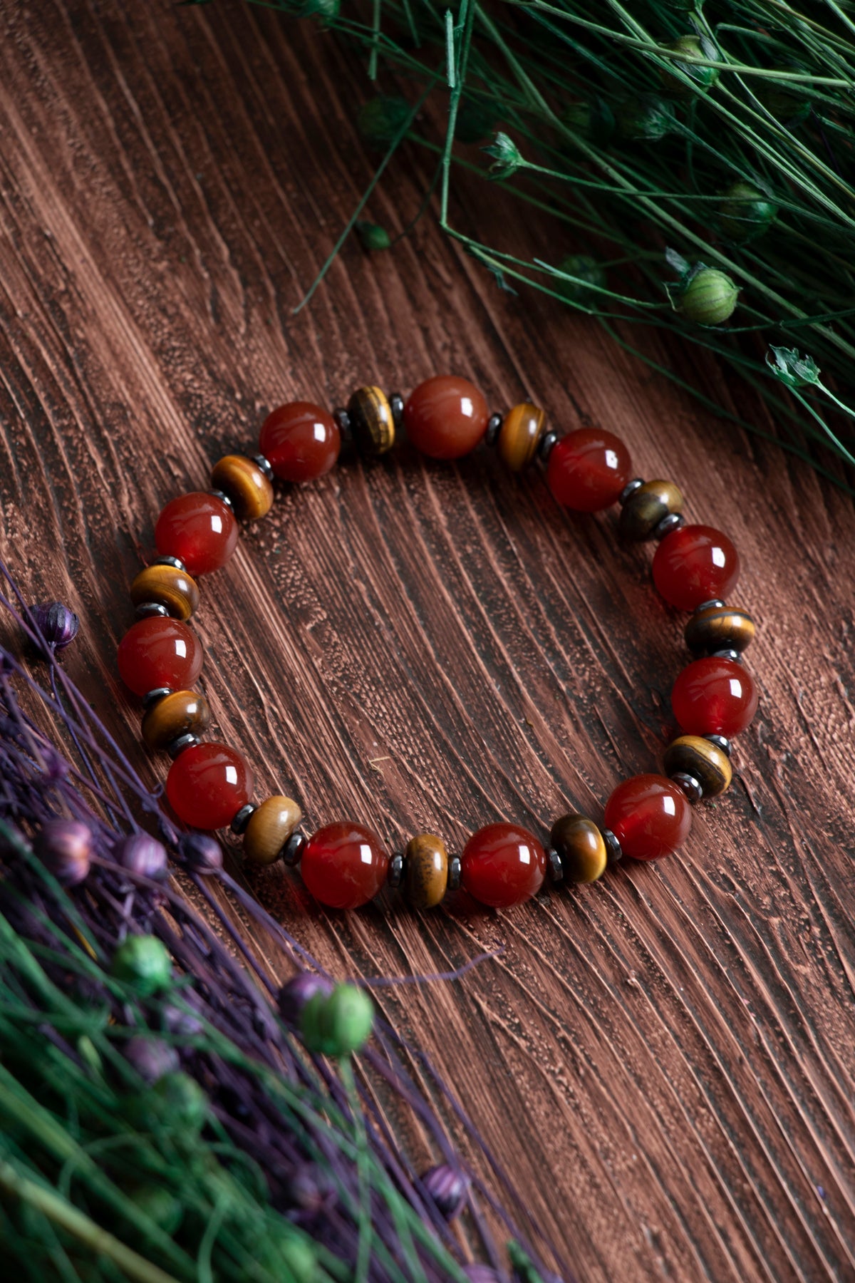 Image of Sertifikalı Kırmızı Akik Kaplan Gözü Doğal Taş Bileklik