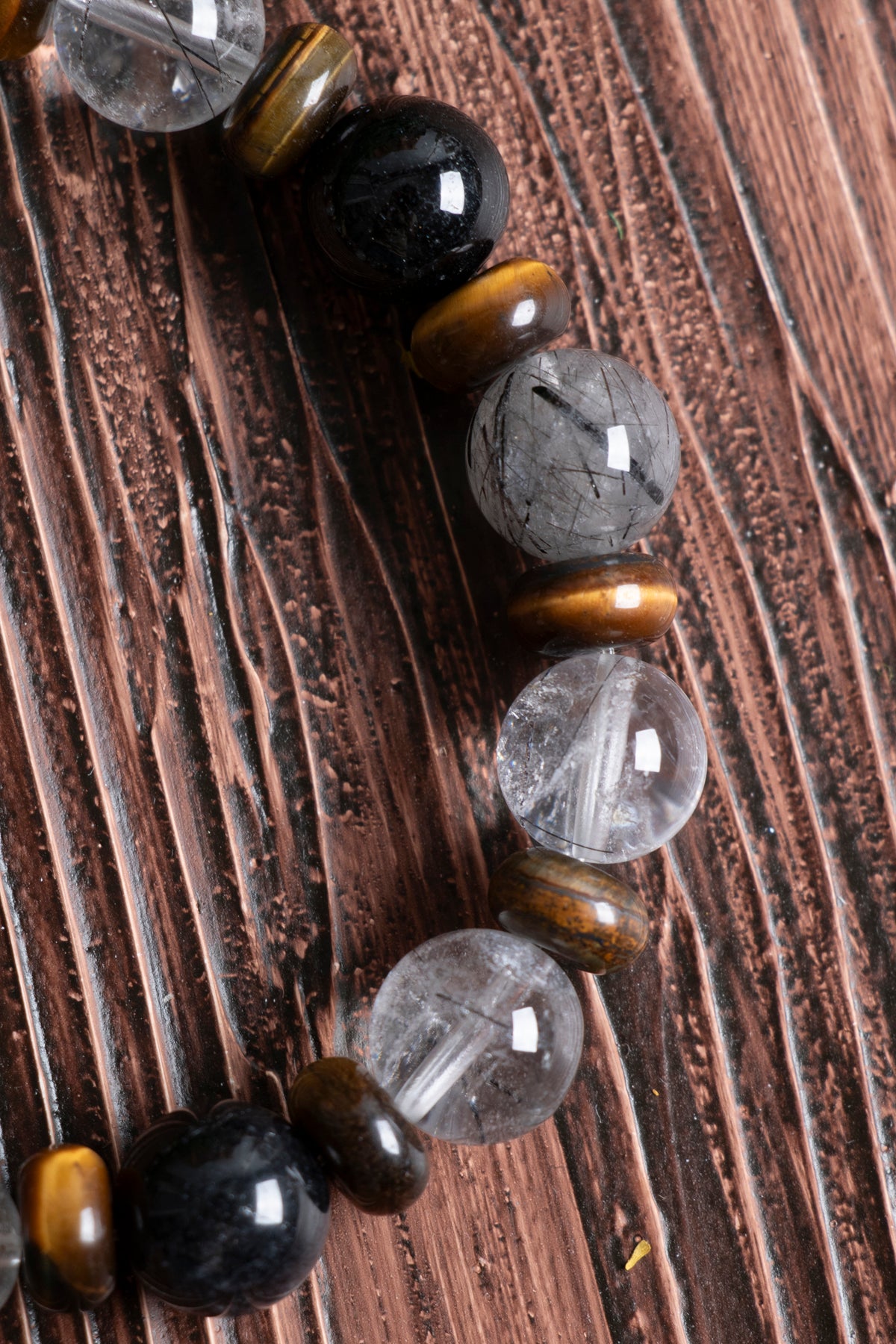 Image of Orijinal Sertifikalı Rutilli Kuvars (10 mm) Kaplan Gözü Doğal Taş Bileklik