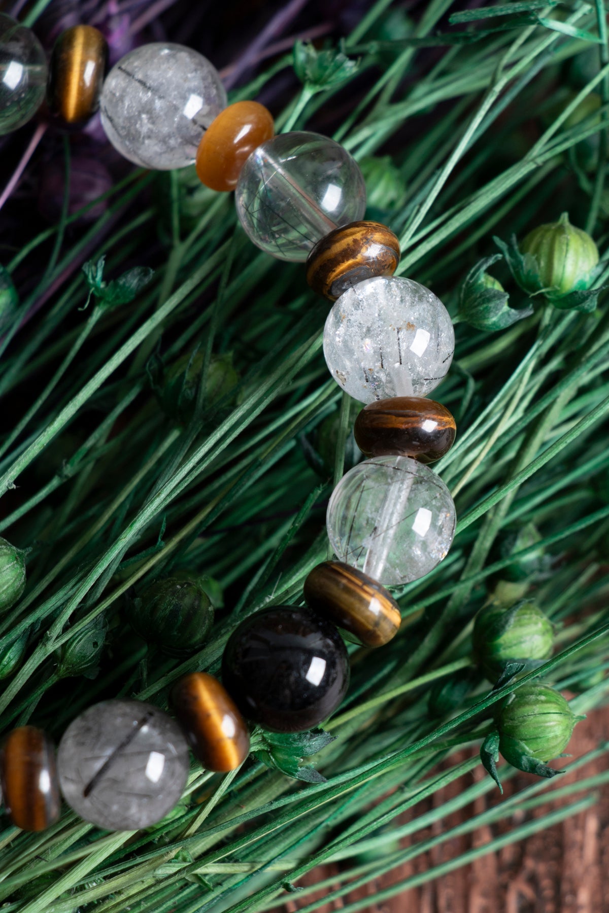 Image of Orijinal Sertifikalı Rutilli Kuvars (10 mm) Kaplan Gözü Doğal Taş Bileklik