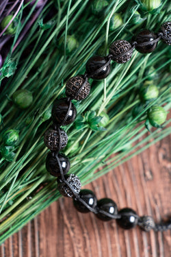 Image of Sertifikalı Zirkon Obsidyen Doğal Taş Makrome Bileklik