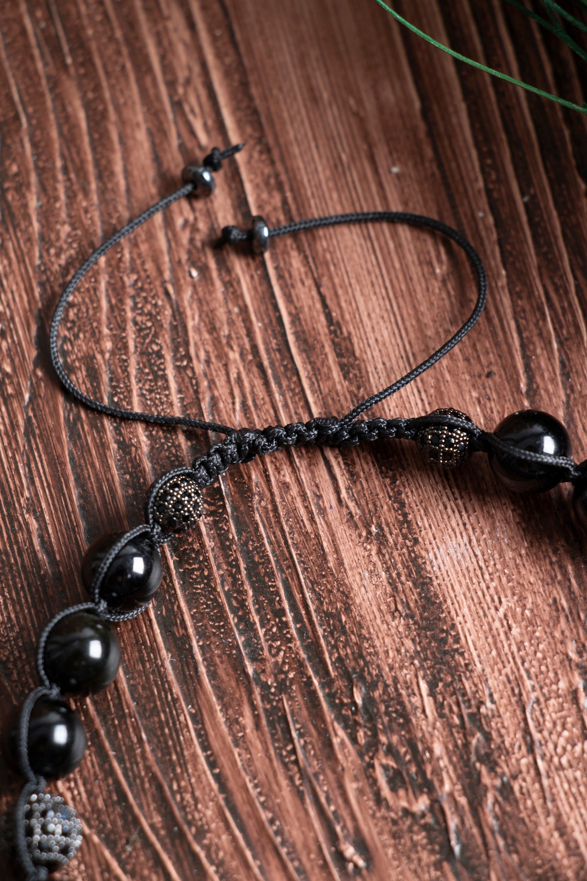 Image of Sertifikalı Zirkon Obsidyen Doğal Taş Makrome Bileklik