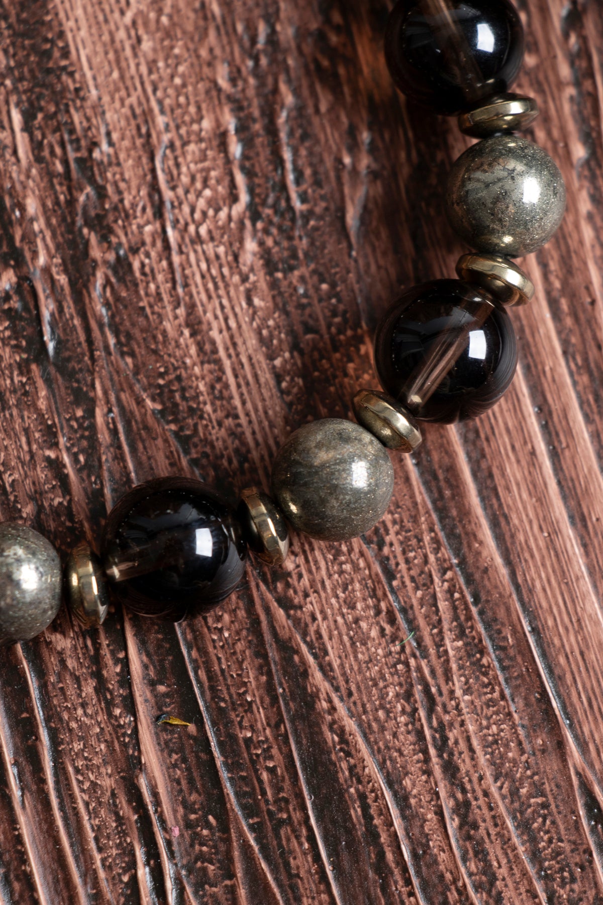 Image of Sertifikalı Dumanlı Kuvars (10 mm) Prit (8 mm) Hematit Doğal Taş Bileklik