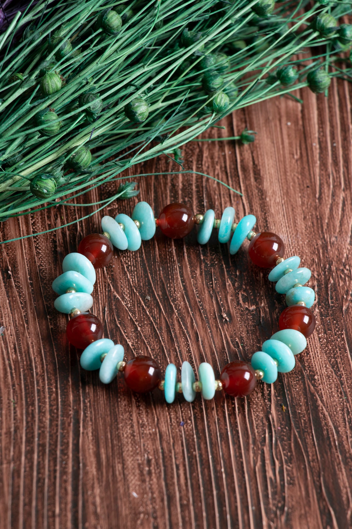 Image of Sertifikalı Amazonit Akik Doğal Taş Bileklik