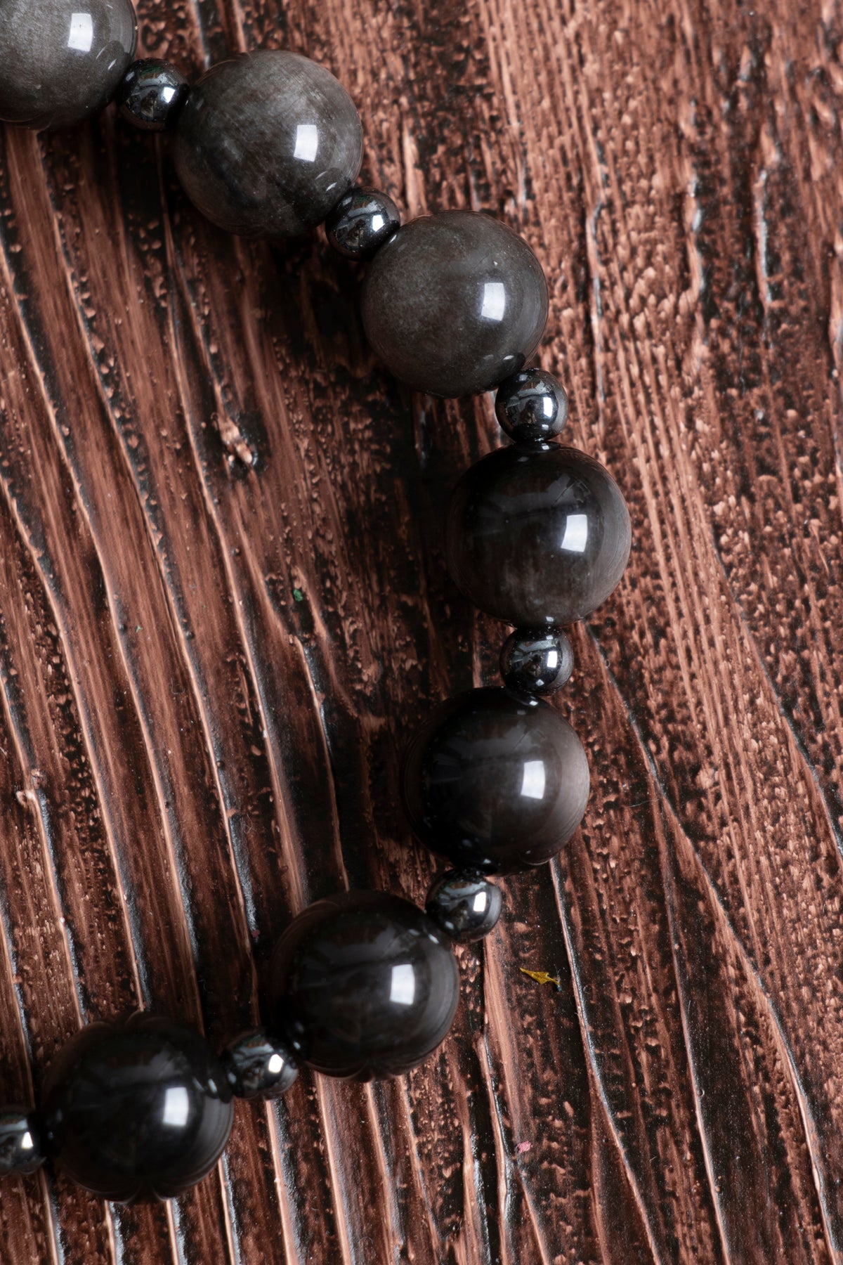 Sertifikalı Obsidyen Silver Hematit Doğal Taş Bileklik