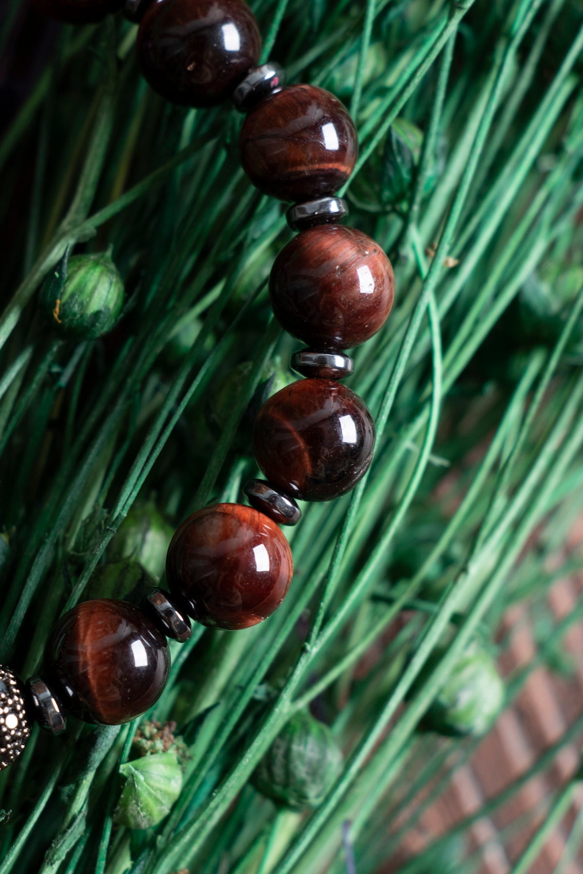 Image of Sertifikalı Kahve Kaplan Gözü Hematit Zirkon Doğal Taş Bileklik