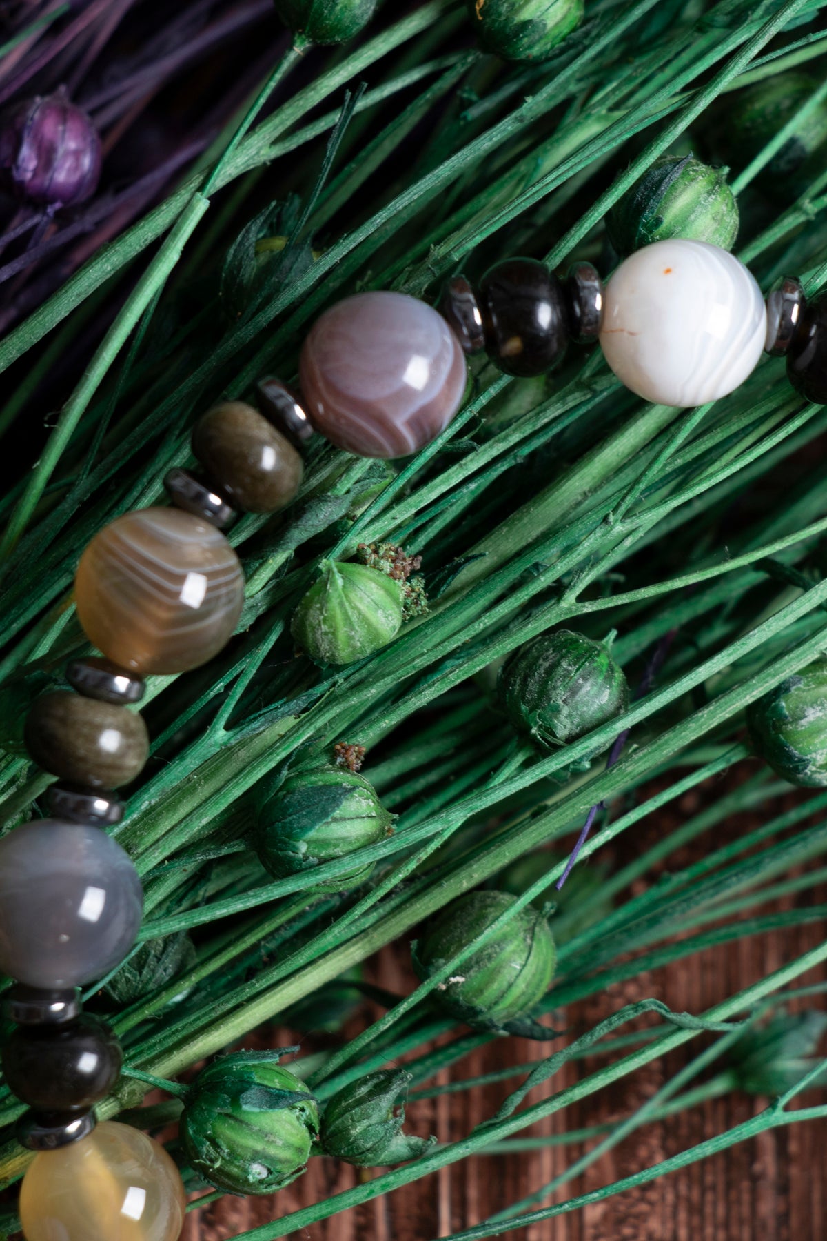 Image of Orijinal Bostwana Akik Obsidyen Hematit Doğal Taş Bileklik