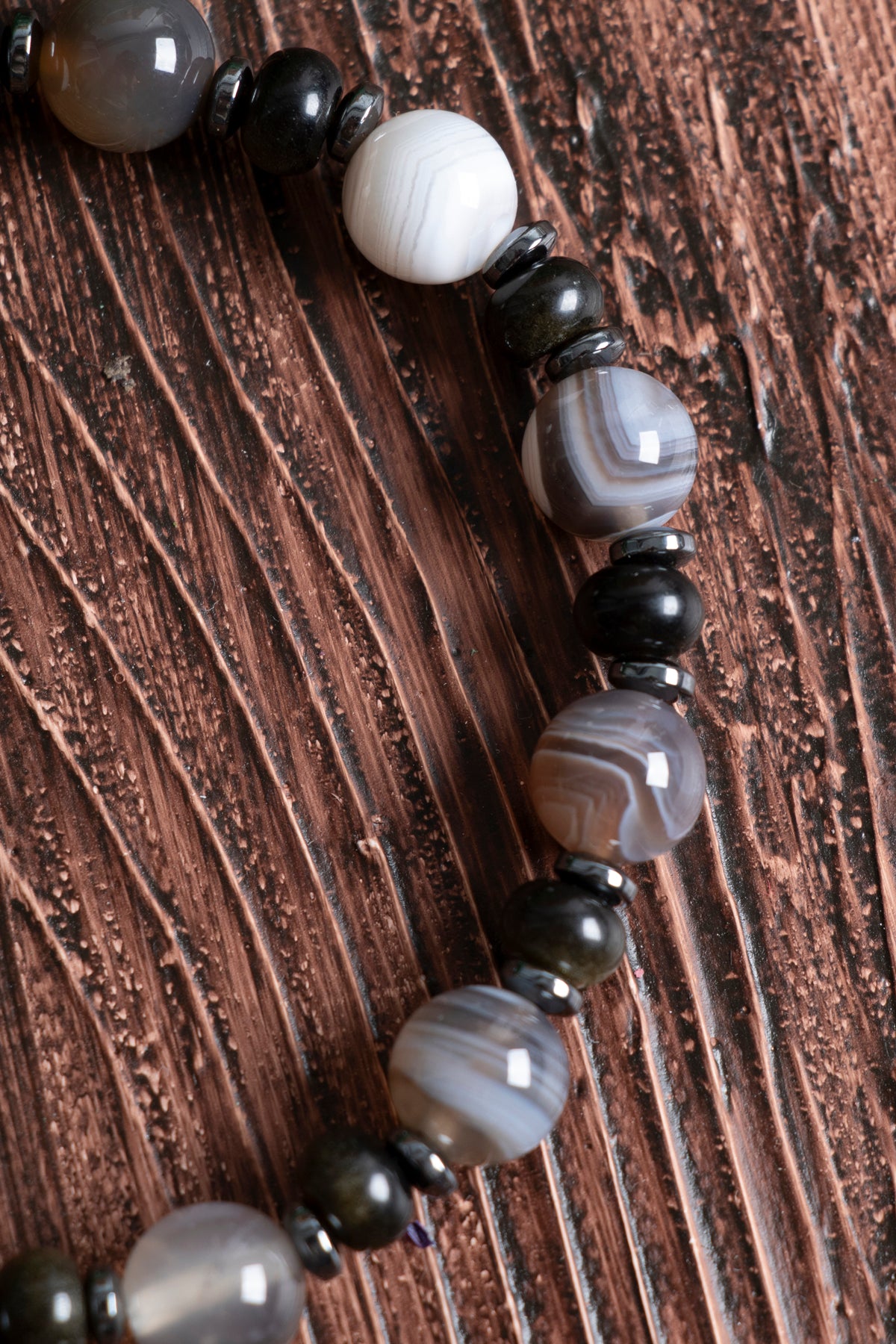 Image of Orijinal Bostwana Akik Obsidyen Hematit Doğal Taş Bileklik