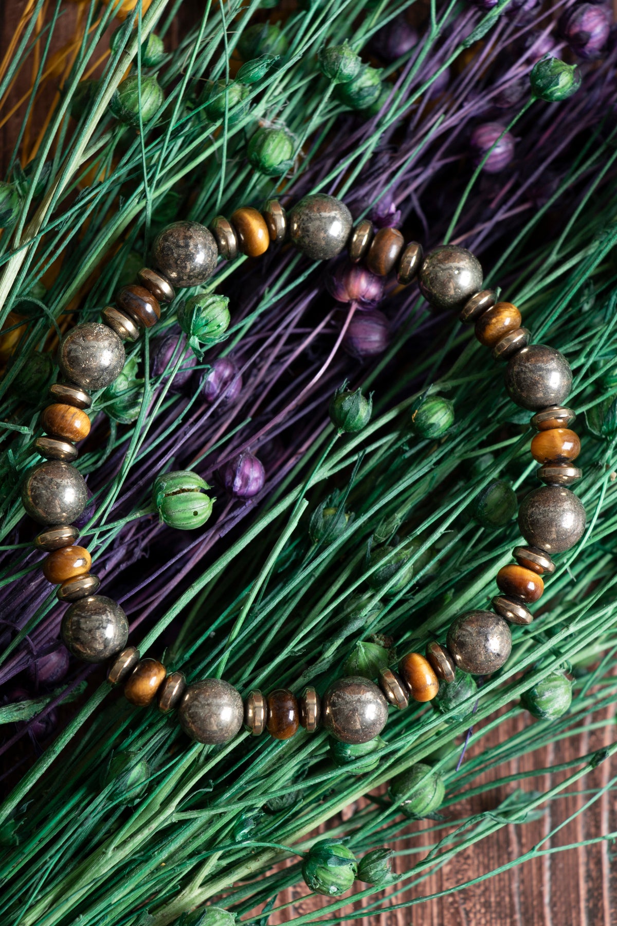 Image of Orijinal Sertifikalı Prit Hematit Kaplan Gözü Doğal Taş Bileklik