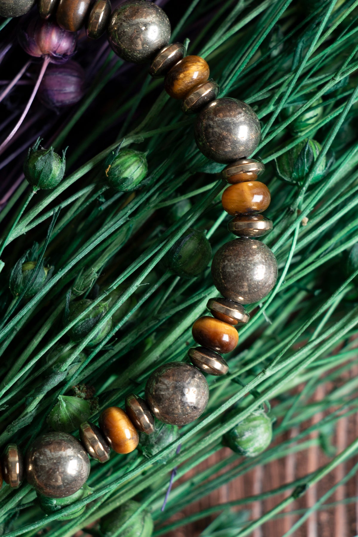 Image of Orijinal Sertifikalı Prit Hematit Kaplan Gözü Doğal Taş Bileklik