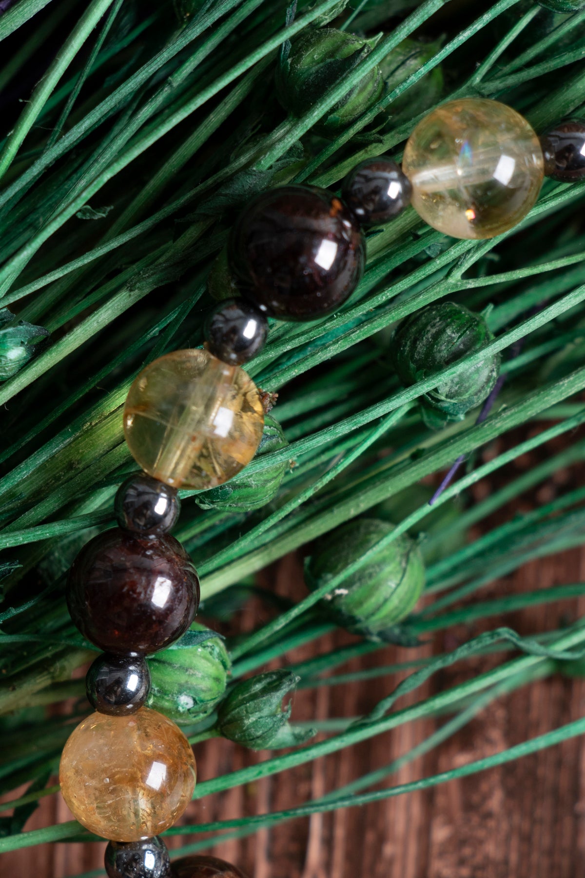 Image of Orijinal Lal (granat) Sitrin Hematit Doğal Taş Bileklik