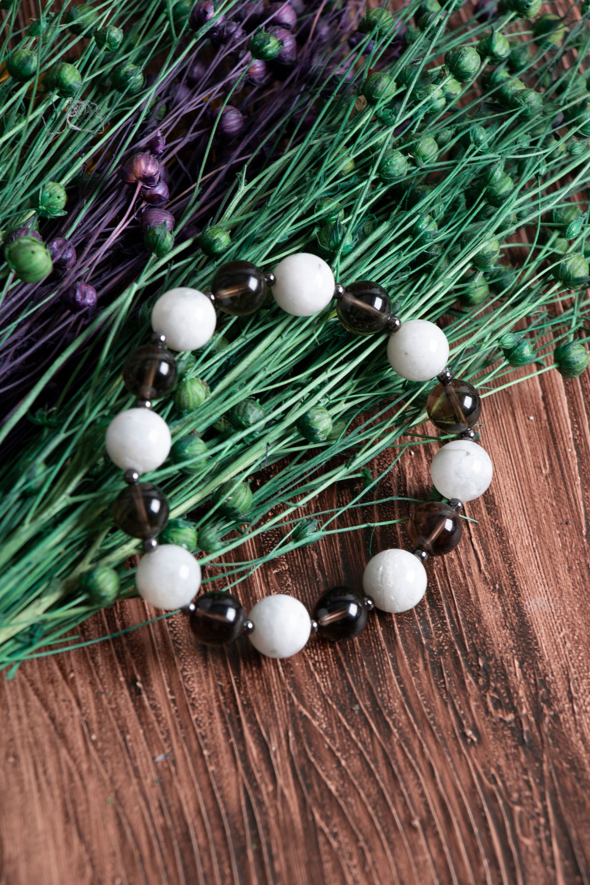 Image of Orijinal Sertifikalı Ay Taşı Dumanlı Kuvars Doğal Taş Bileklik