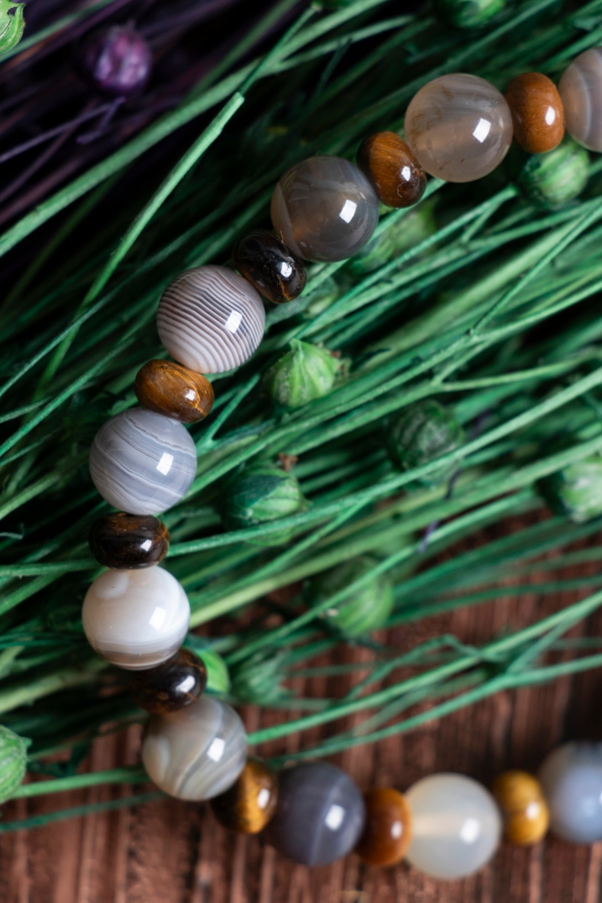 Image of Orijinal Sertifikalı Bostwana Akik Kaplan Gözü Doğal Taş Bileklik